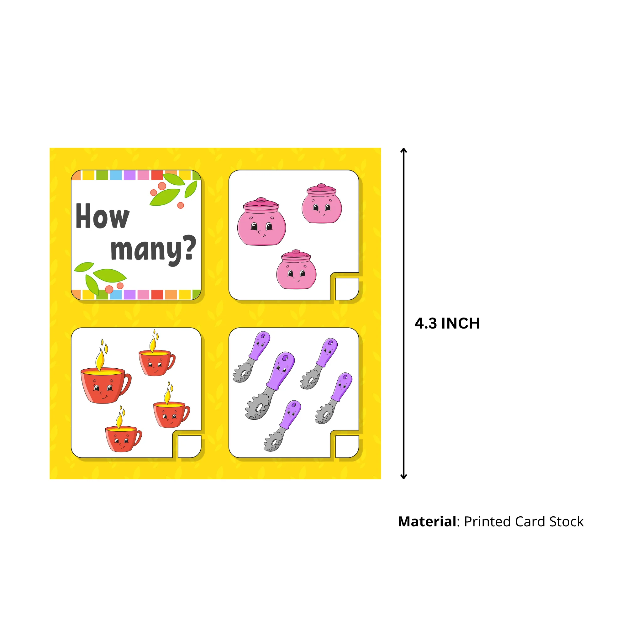 Christmas Counting Game Card (5 inches/250 GSM Cardstock/Multi/20 Cards) - Premium Handcrafted 300 GSM Party Supply by Party Decor Mall India - View 4