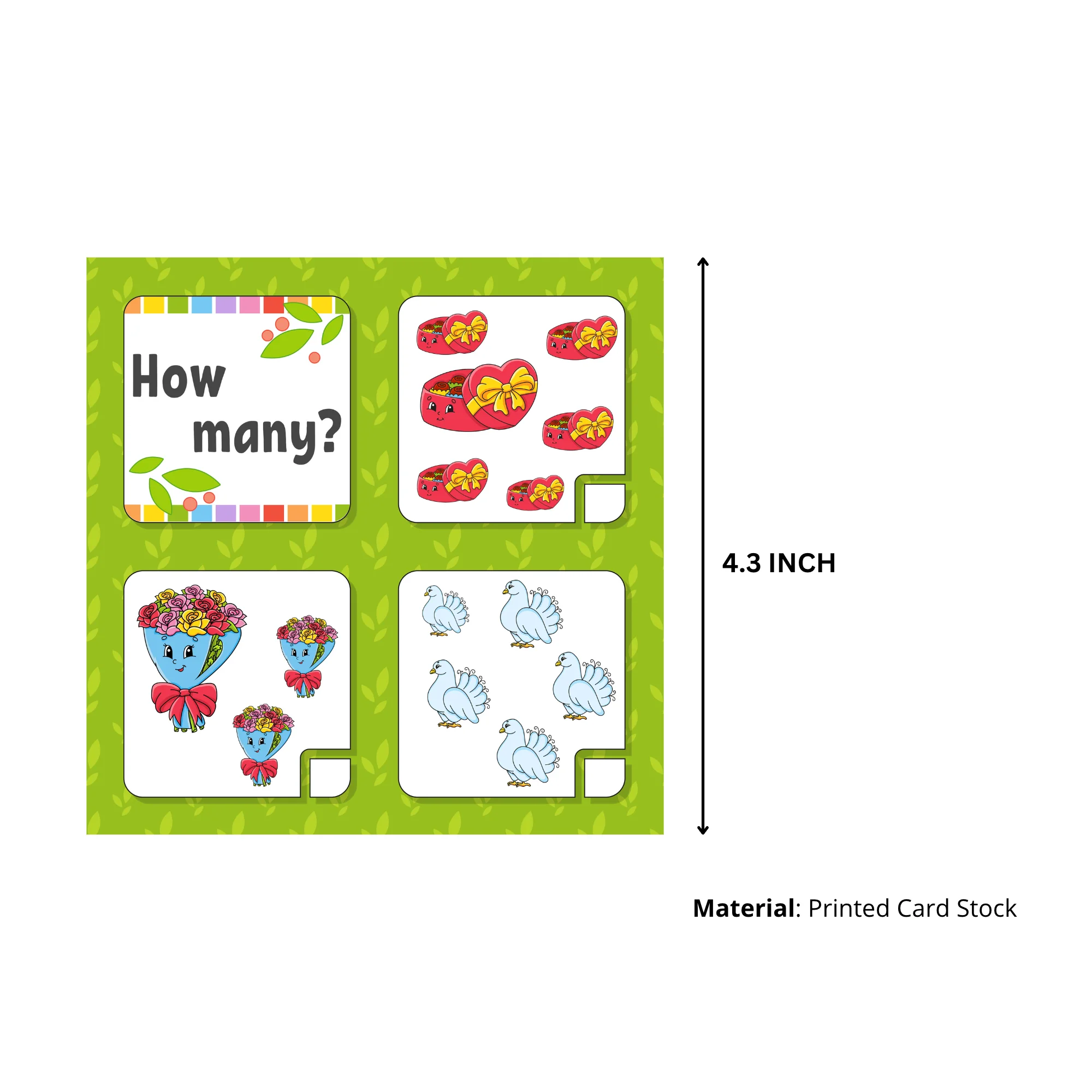 Christmas Counting Game Card (5 inches/250 GSM Cardstock/Multi/20 Cards) - Premium Handcrafted 300 GSM Party Supply by Party Decor Mall India - View 5