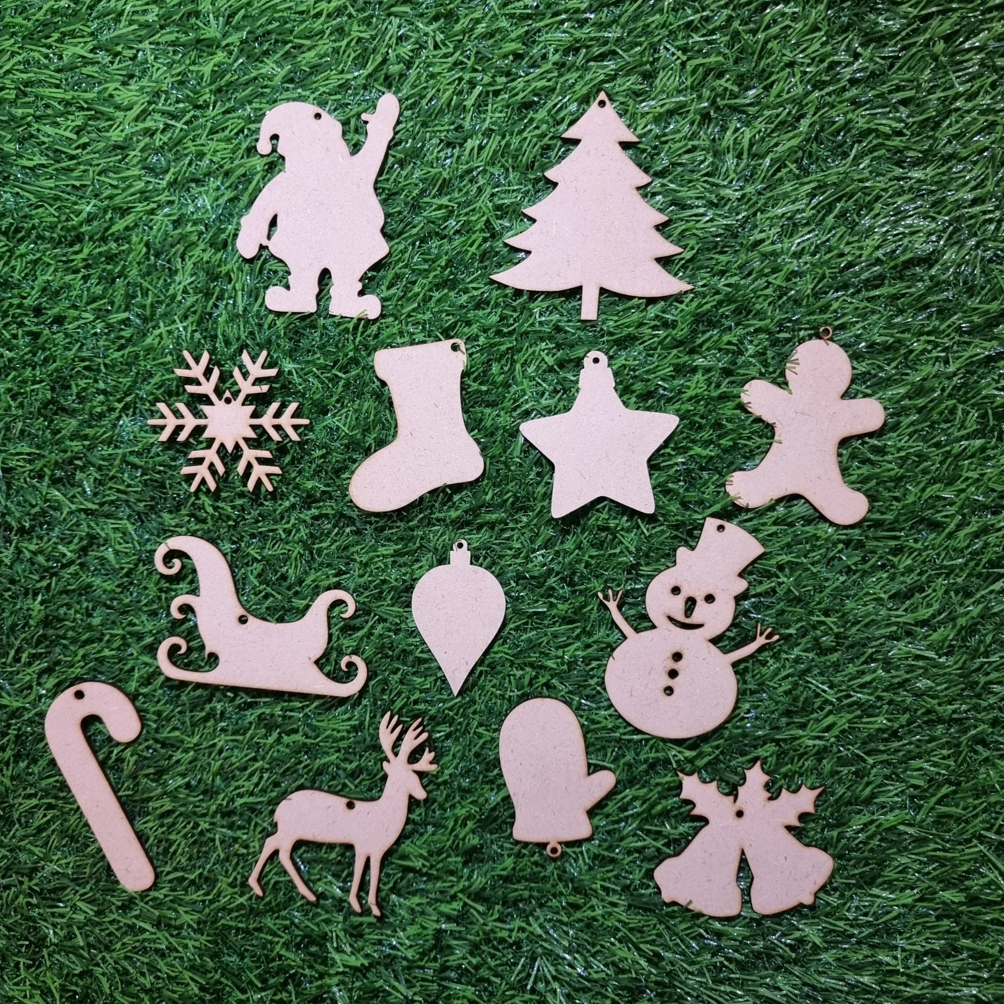 Christmas Tree Ornaments/Hangings Mdf (3.5 Inches / 3MM MDF board / Brown / 13 Pcs) - Premium Handcrafted 300 GSM Party Supply by Party Decor Mall India - View 3