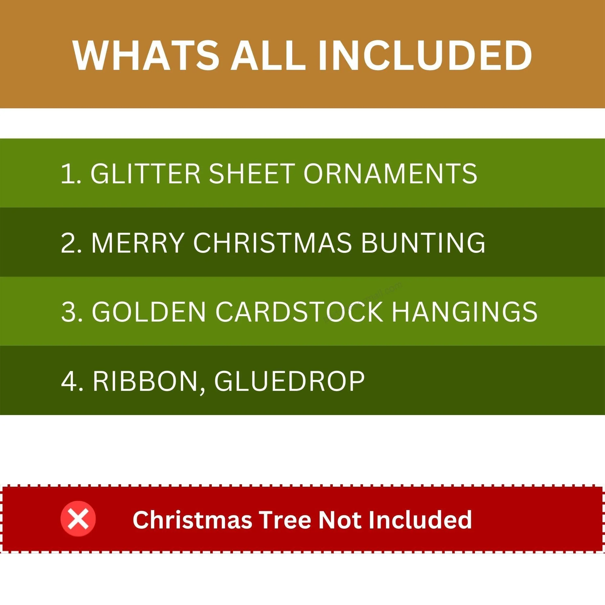 Merry Christmas Decoration Kit (5 Inches / 250 GSM Card Stock / Red, Green, Gold / 51 Pcs) - Premium Handcrafted 300 GSM Party Supply by Party Decor Mall India - View 6