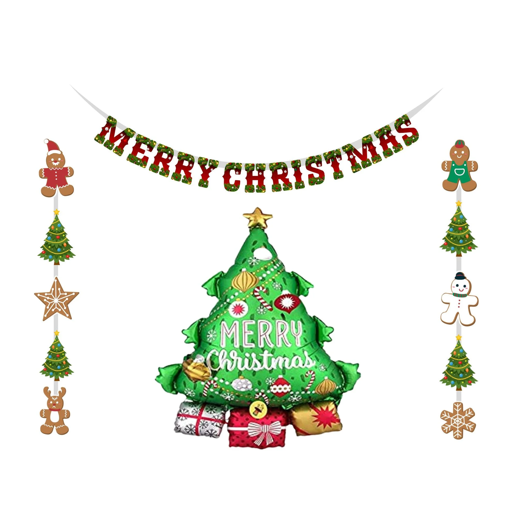Merry Christmas Theme Decoration Kit- (6 inches/250 GSM Cardstock/Red, Green/25 Pcs) - Premium Handcrafted 300 GSM Party Supply by Party Decor Mall India - View 2