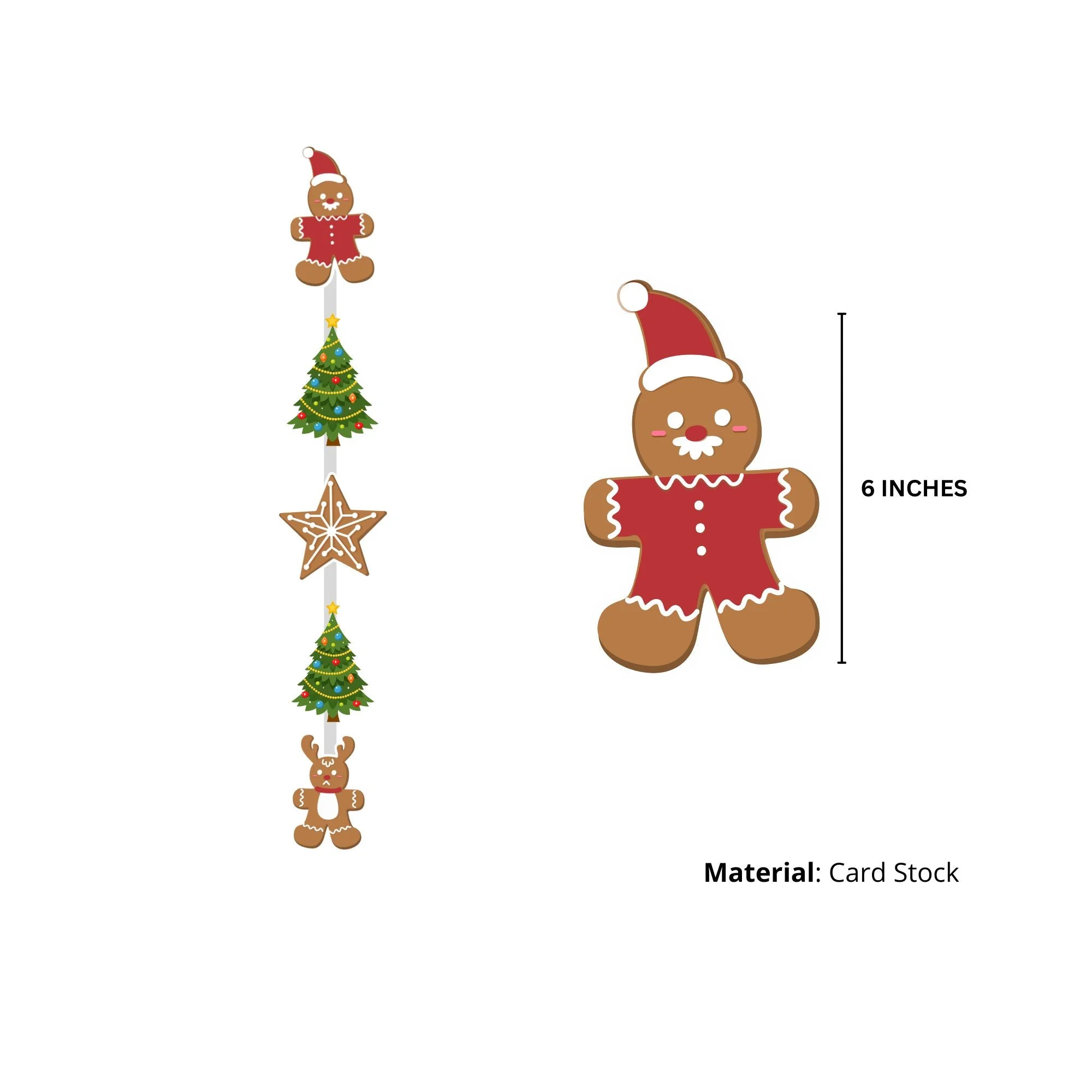 Merry Christmas Theme Decoration Kit- (6 inches/250 GSM Cardstock/Red, Green/25 Pcs) - Premium Handcrafted 300 GSM Party Supply by Party Decor Mall India - View 4