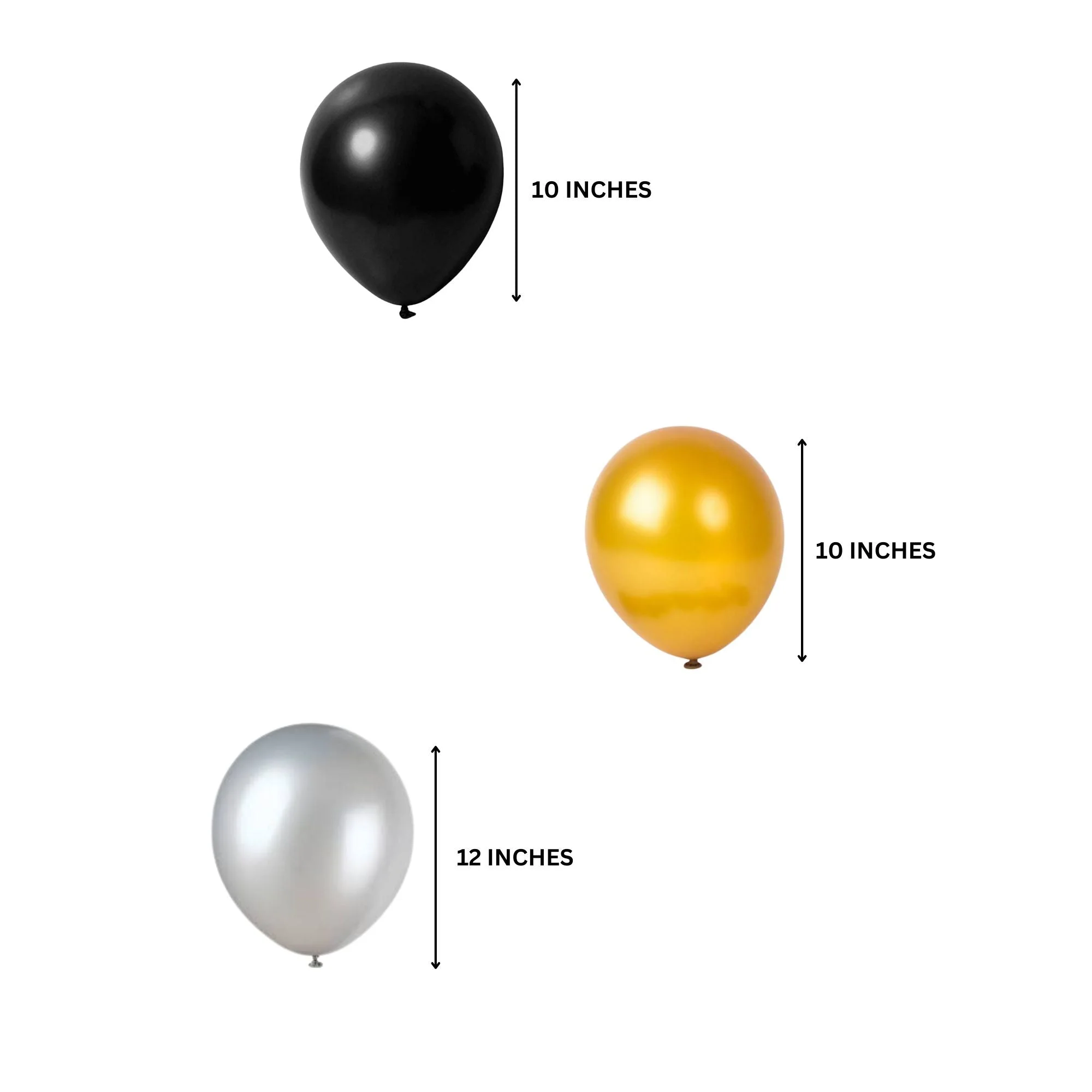 Happy New Year Decoration Kits- (10 Inches/Latex/Black, Metallic Gold, Silver Chrome/69 Pcs) - Premium Handcrafted 300 GSM Party Supply by Party Decor Mall India - View 4