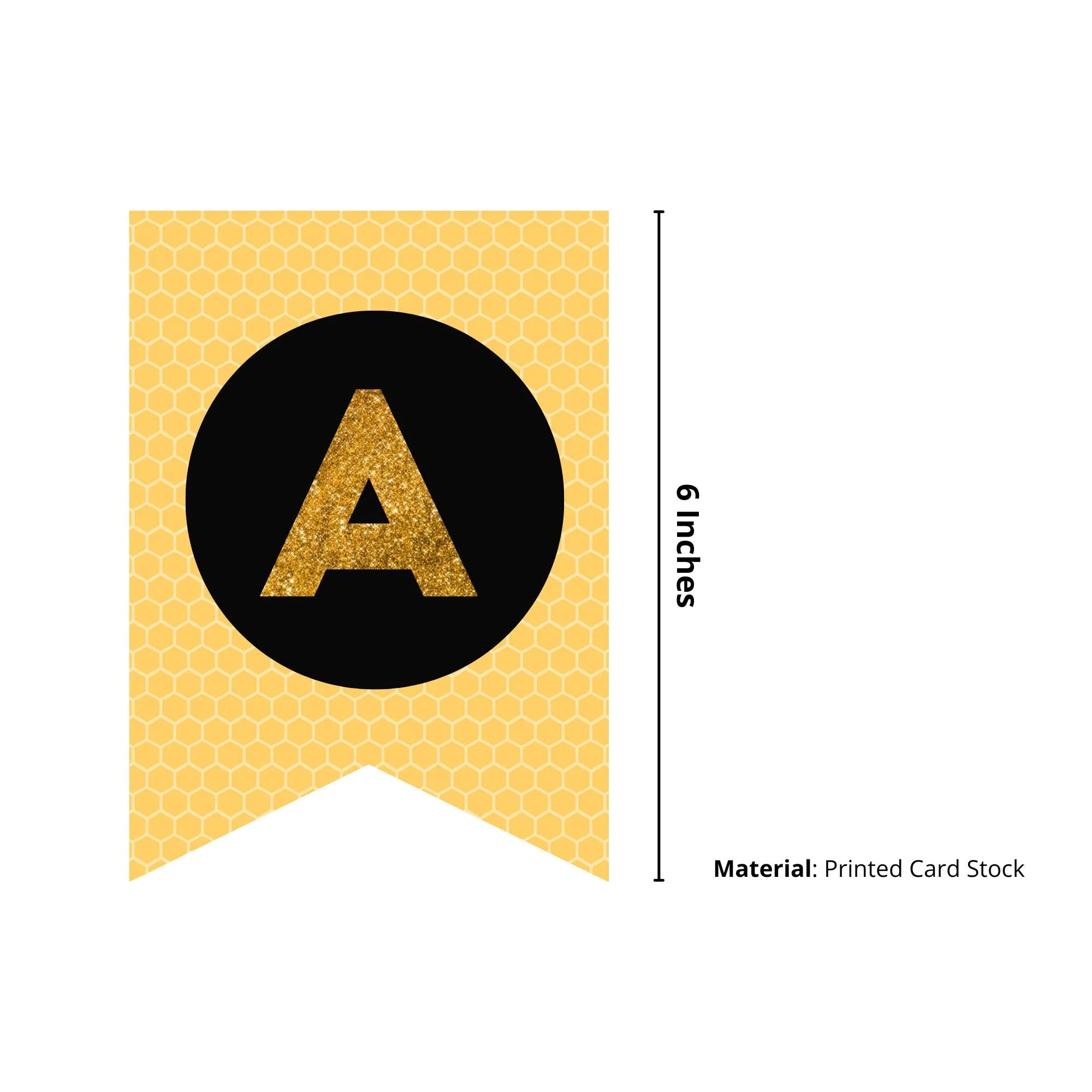 Bumble bee theme Happy Birthday Banner (6 inches/250 GSM Cardstock/Yellow, Black/13Pcs) - Premium Handcrafted 300 GSM Party Supply by Party Decor Mall India - View 2