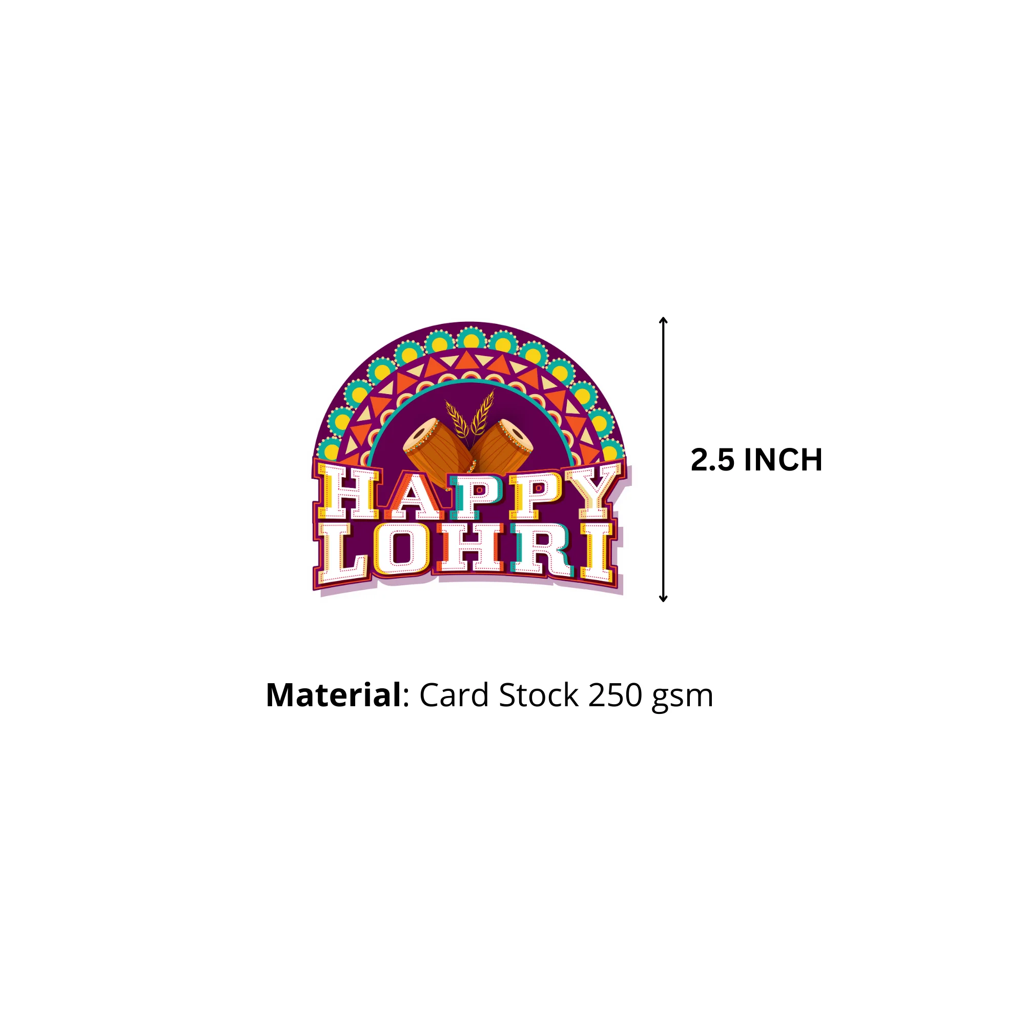 Lohri Gift label/Favour Tags (2.5/250 GSM Cardstock/Multicolor/20) - Premium Handcrafted 300 GSM Thank You Cards by Party Decor Mall India - View 2