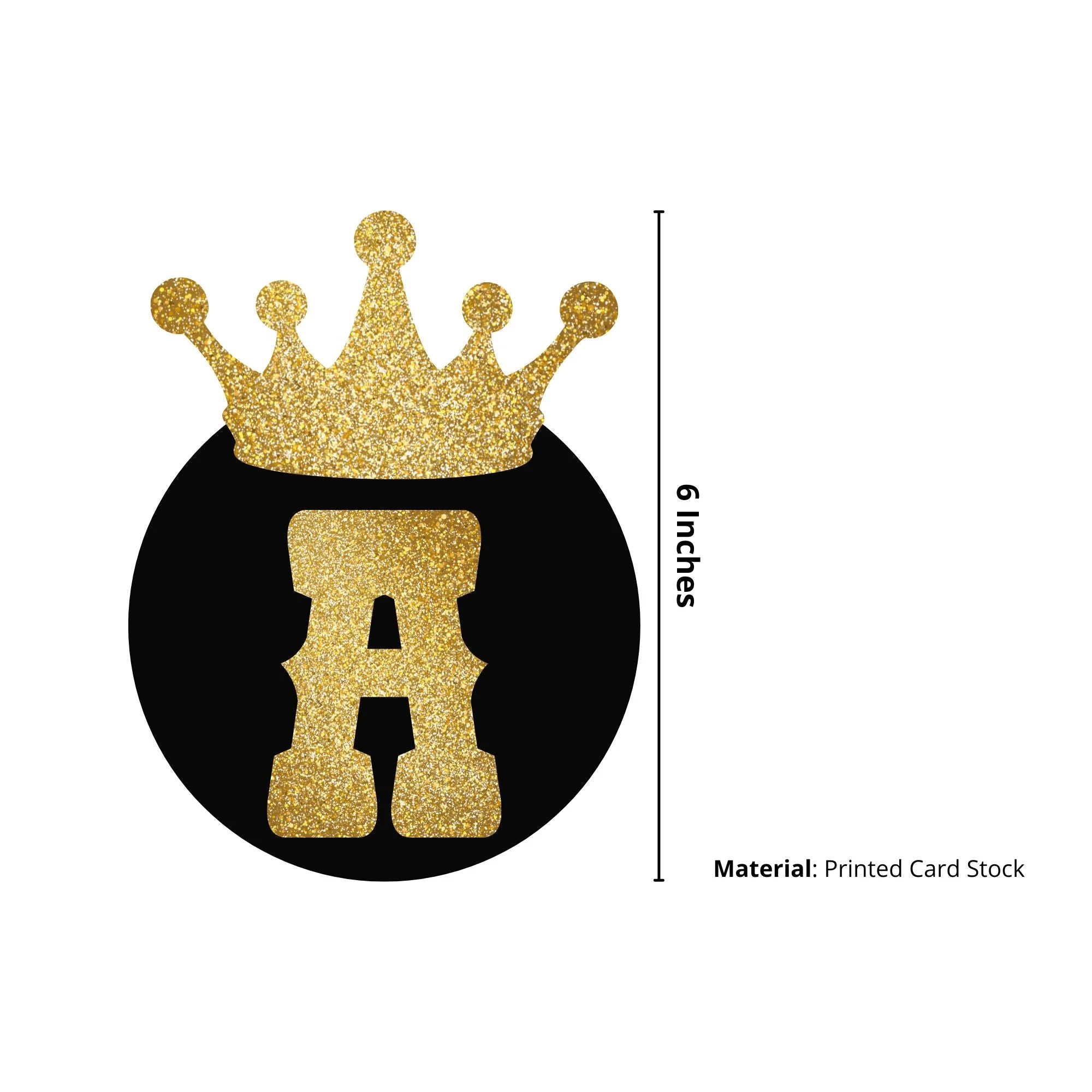 Crown theme Happy Birthday Banner (6 inches/250 GSM Cardstock/Black ,Gold/13Pcs) - Premium Handcrafted 300 GSM Party Supply by Party Decor Mall India - View 2