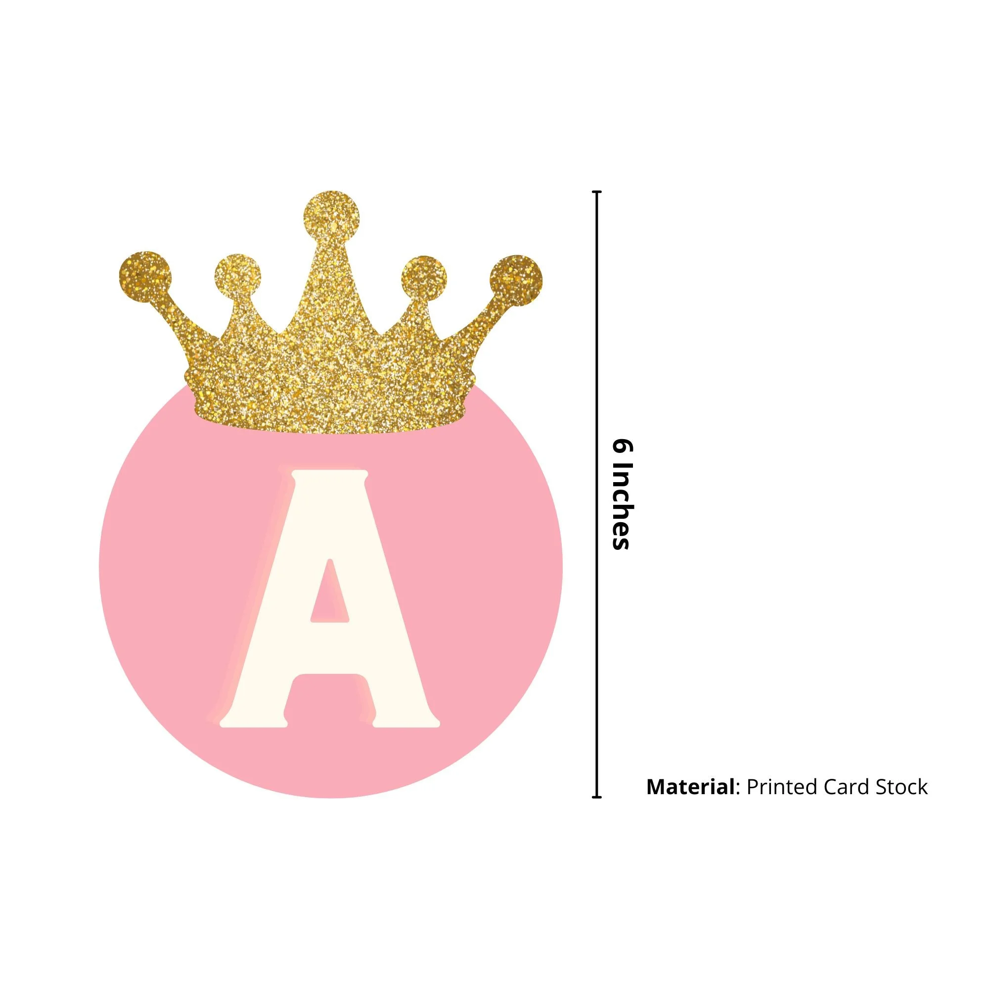 Pink Crown theme Happy Birthday Banner (6 inches/250 GSM Cardstock/Pink ,Gold, White/13Pcs) - Premium Handcrafted 300 GSM Party Supply by Party Decor Mall India - View 2