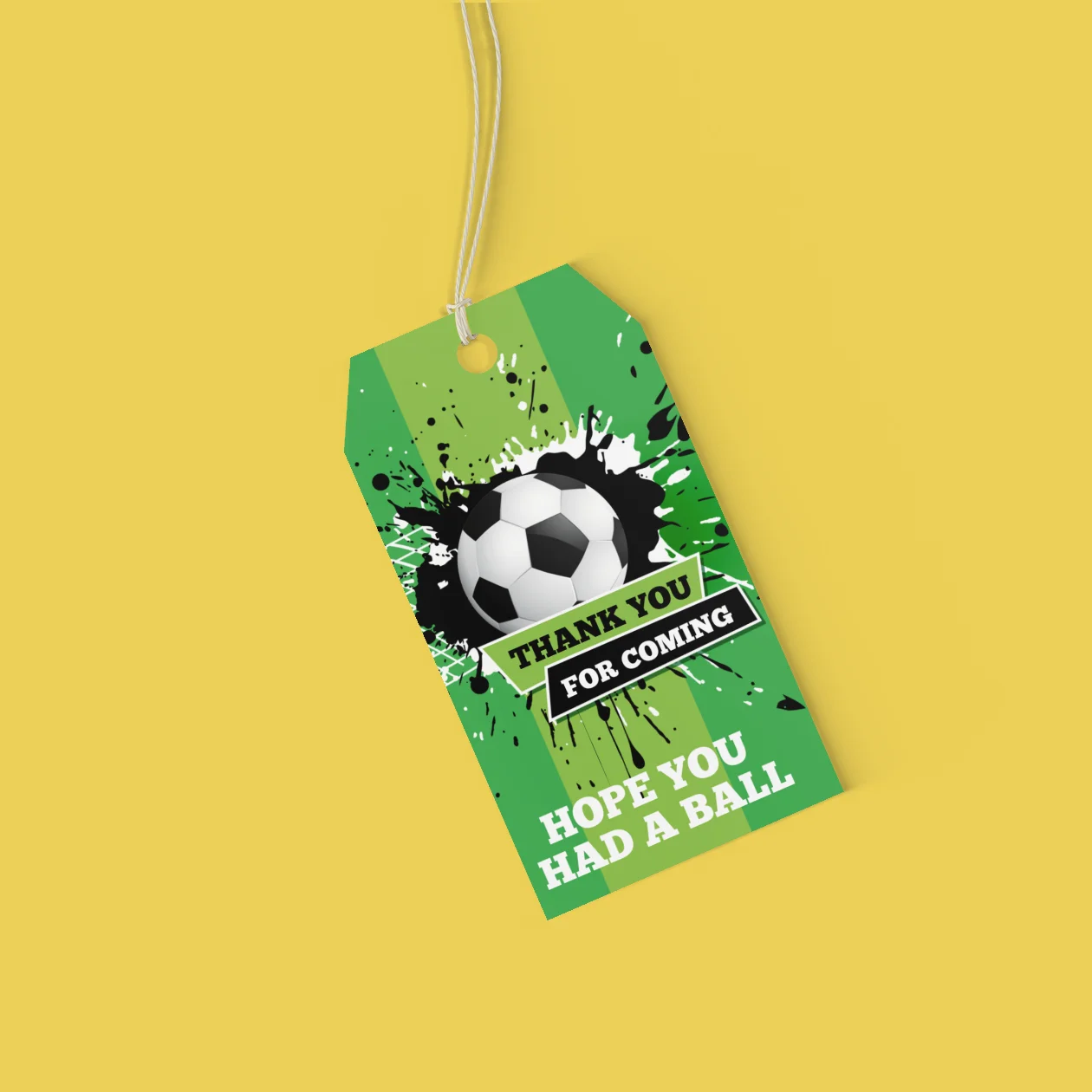 Football Theme Birthday Favour Tags (2 x 3.5 inches/250 GSM Cardstock/Black, White, Green, Dark Green/30Pcs) - Premium Handcrafted 300 GSM Thank You Cards by Party Decor Mall India - View 6