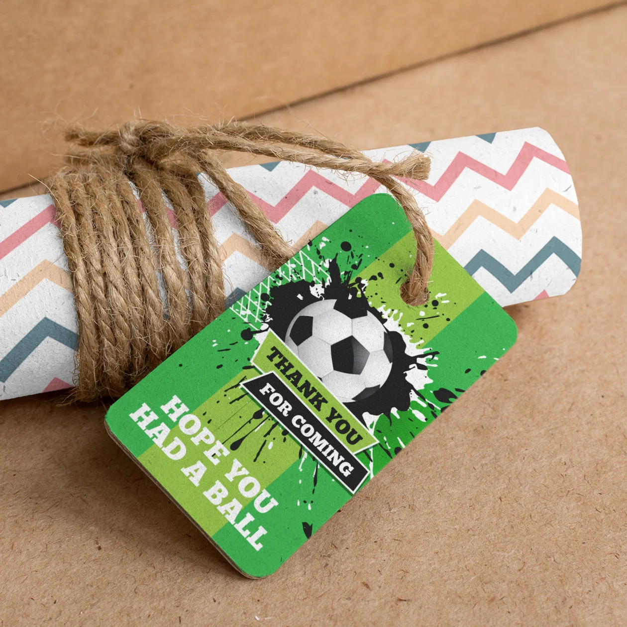 Football Theme Birthday Favour Tags (2 x 3.5 inches/250 GSM Cardstock/Black, White, Green, Dark Green/30Pcs) - Premium Handcrafted 300 GSM Thank You Cards by Party Decor Mall India - View 7