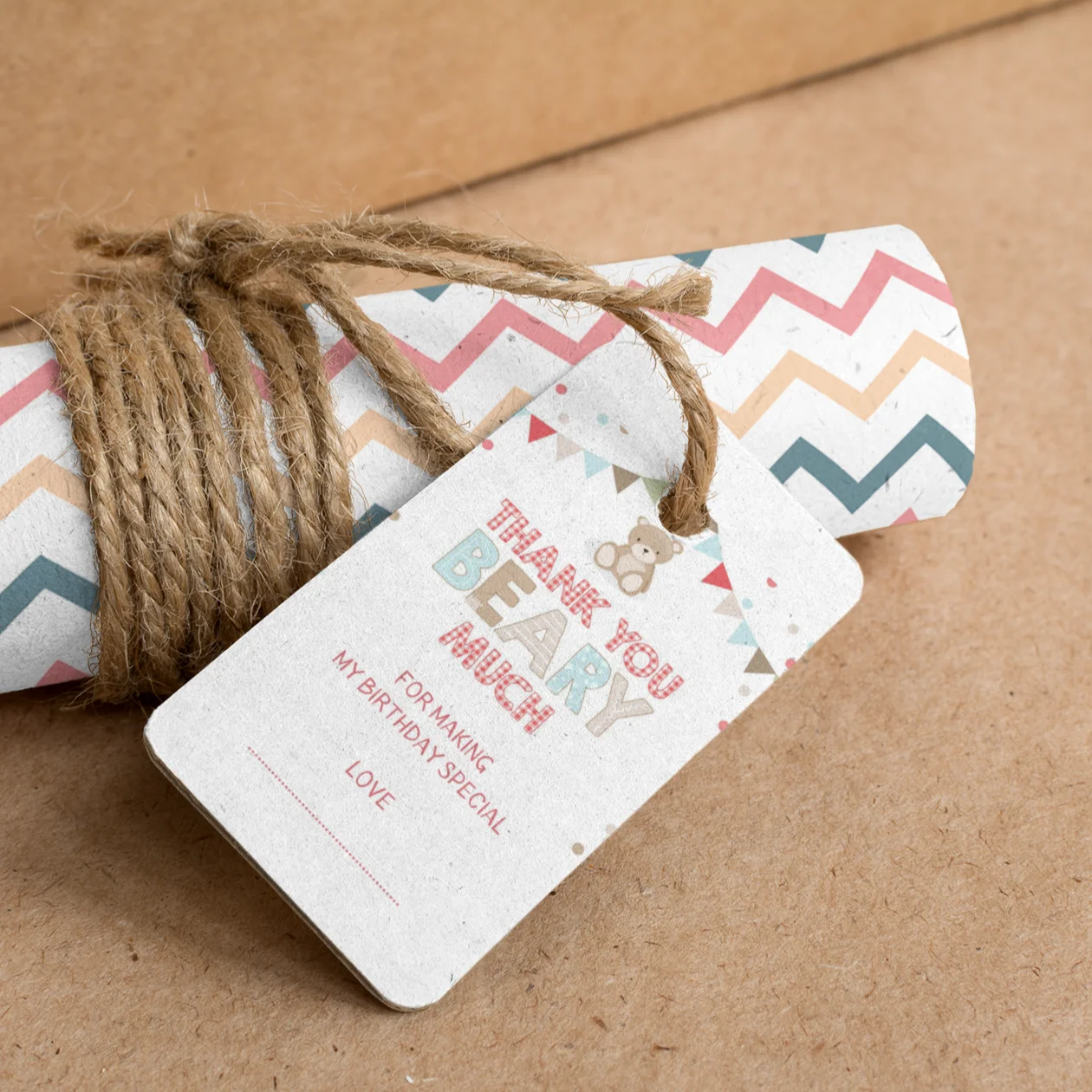 Teddy Bear Theme Birthday Favour Tags (2 x 3.5 inches/250 GSM Cardstock/Multicolour/30Pcs) - Premium Handcrafted 300 GSM Thank You Cards by Party Decor Mall India - View 7