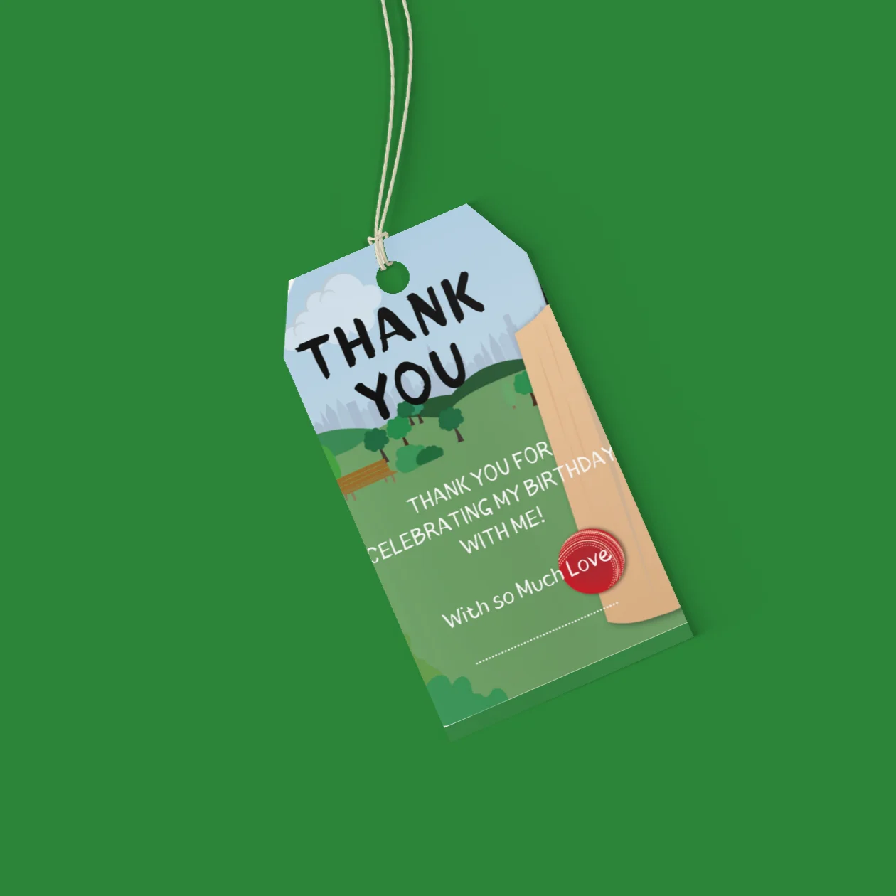 Cricket Theme Birthday Favour Tags (2 x 3.5 inches/250 GSM Cardstock/Multicolour/30Pcs) - Premium Handcrafted 300 GSM Thank You Cards by Party Decor Mall India - View 6
