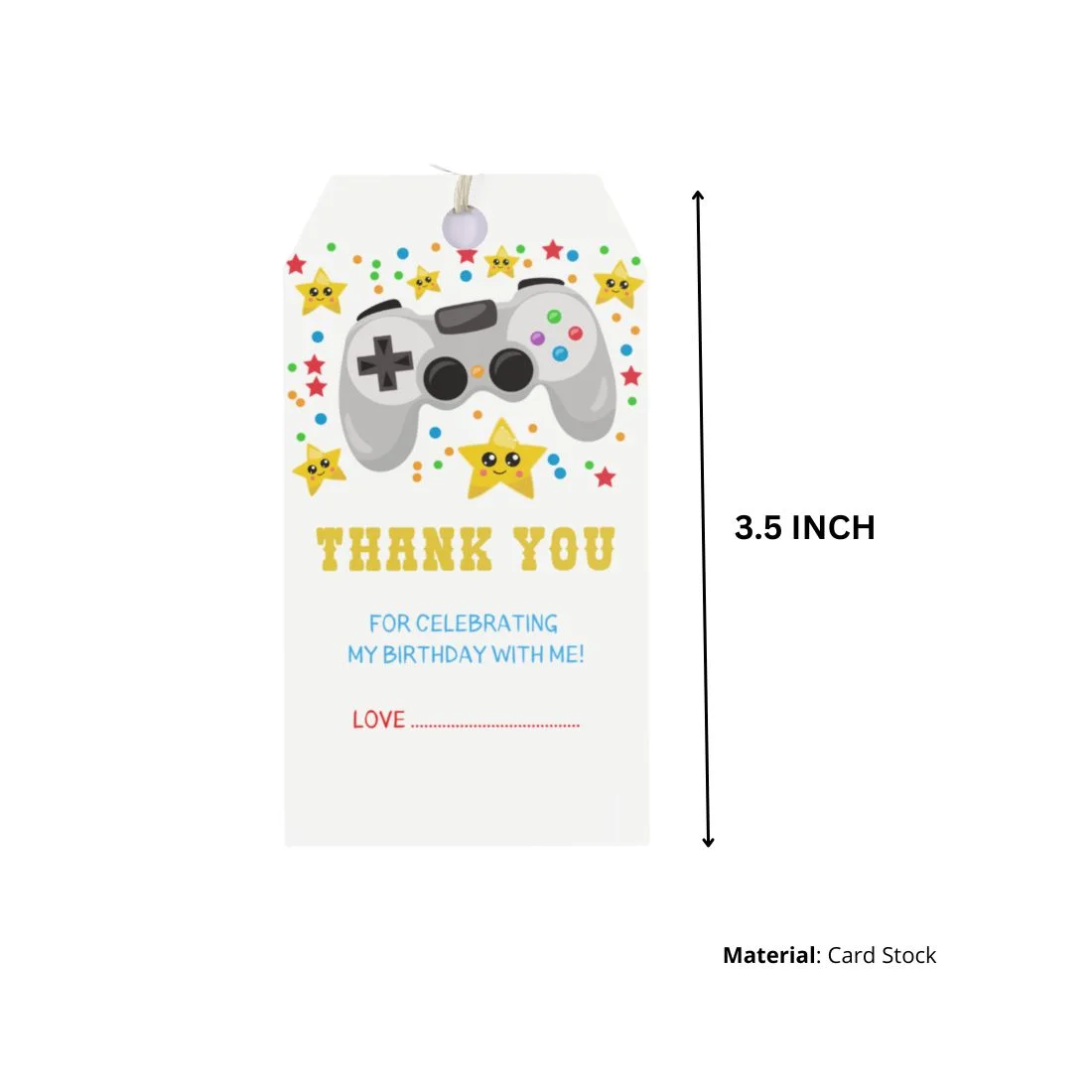 Game On Theme Birthday Favour Tags (2 x 3.5 inches/250 GSM Cardstock/Multicolour/30Pcs) - Premium Handcrafted 300 GSM Thank You Cards by Party Decor Mall India - View 2