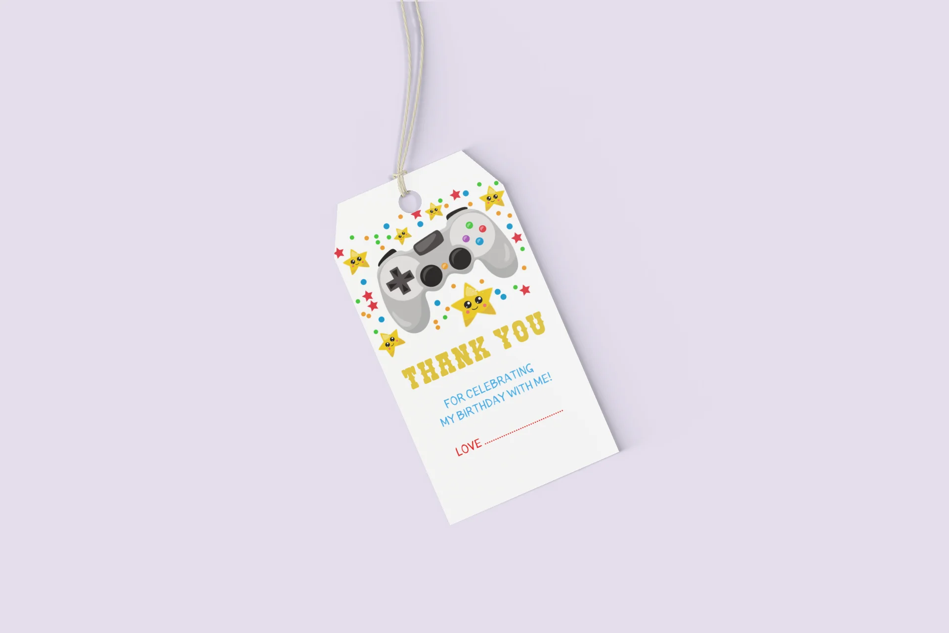 Game On Theme Birthday Favour Tags (2 x 3.5 inches/250 GSM Cardstock/Multicolour/30Pcs) - Premium Handcrafted 300 GSM Thank You Cards by Party Decor Mall India - View 4
