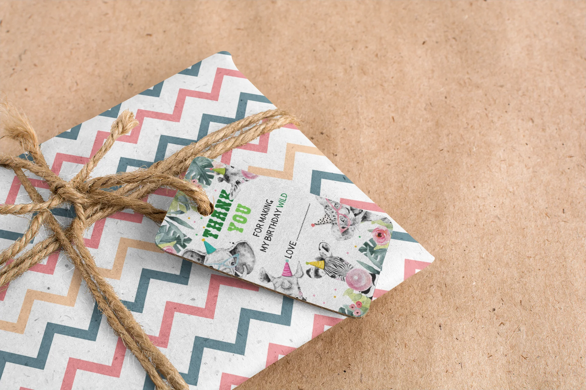 Jungle Theme Birthday Favour Tags (2 x 3.5 inches/250 GSM Cardstock/Multicolour/30Pcs) - Premium Handcrafted 300 GSM Thank You Cards by Party Decor Mall India - View 6