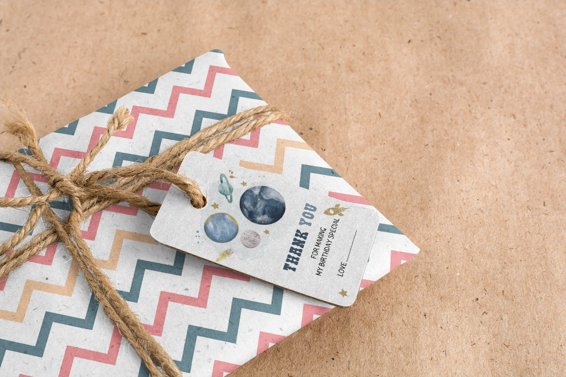 Space Theme Birthday Favour Tags (2 x 3.5 inches/250 GSM Cardstock/Blue, White, Gold/30Pcs) - Premium Handcrafted 300 GSM Thank You Cards by Party Decor Mall India - View 4