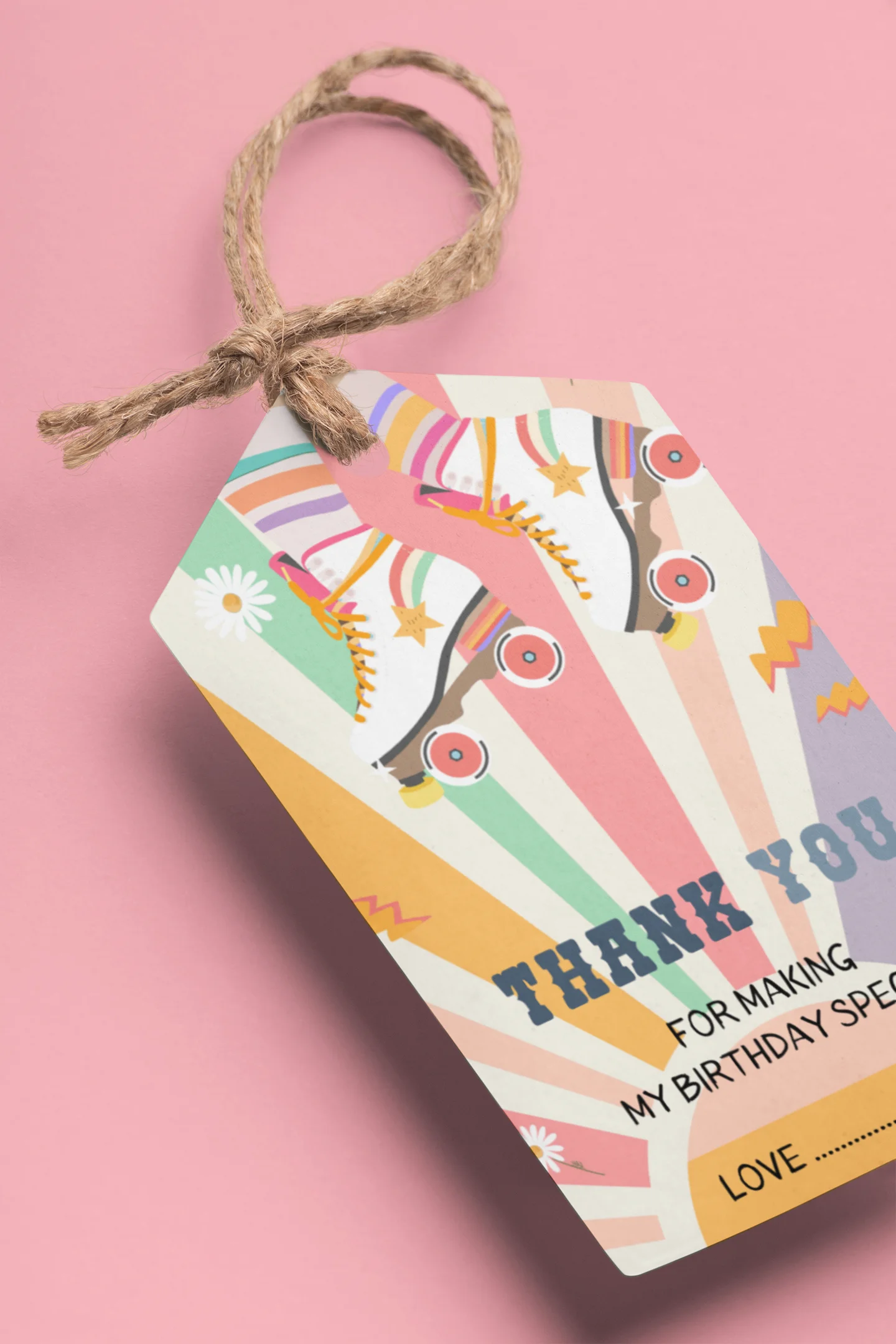Skate Theme Birthday Favour Tags (2 x 3.5 inches/250 GSM Cardstock/Multicolour/30Pcs) - Premium Handcrafted 300 GSM Thank You Cards by Party Decor Mall India - View 1