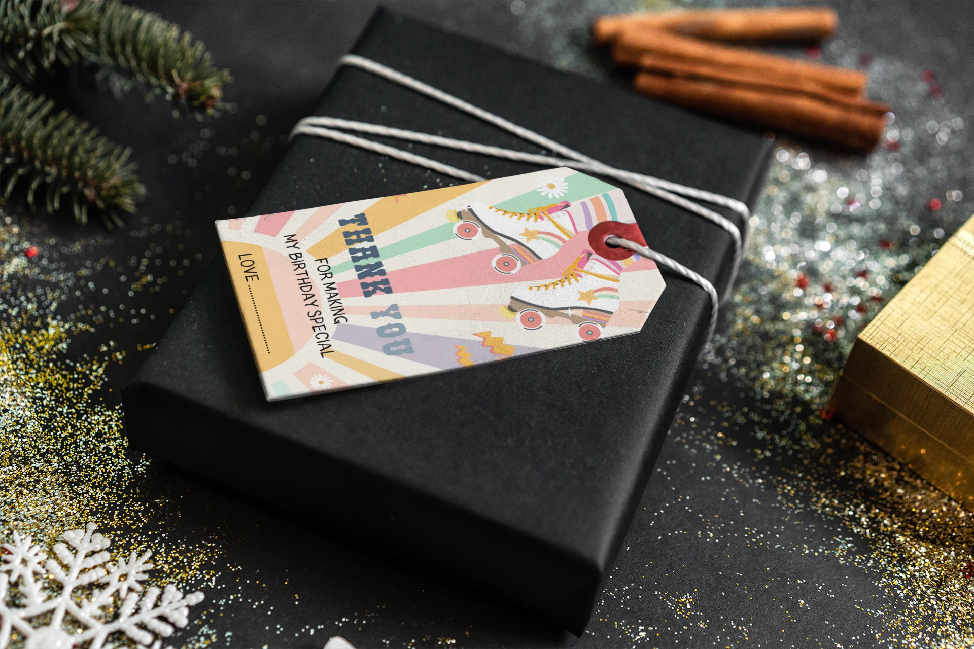 Skate Theme Birthday Favour Tags (2 x 3.5 inches/250 GSM Cardstock/Multicolour/30Pcs) - Premium Handcrafted 300 GSM Thank You Cards by Party Decor Mall India - View 4