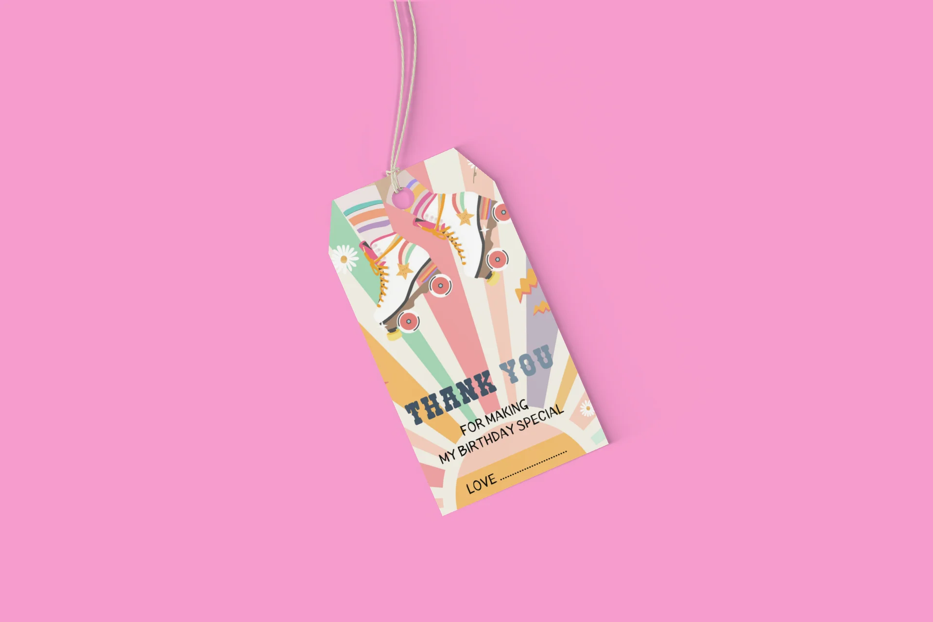 Skate Theme Birthday Favour Tags (2 x 3.5 inches/250 GSM Cardstock/Multicolour/30Pcs) - Premium Handcrafted 300 GSM Thank You Cards by Party Decor Mall India - View 6