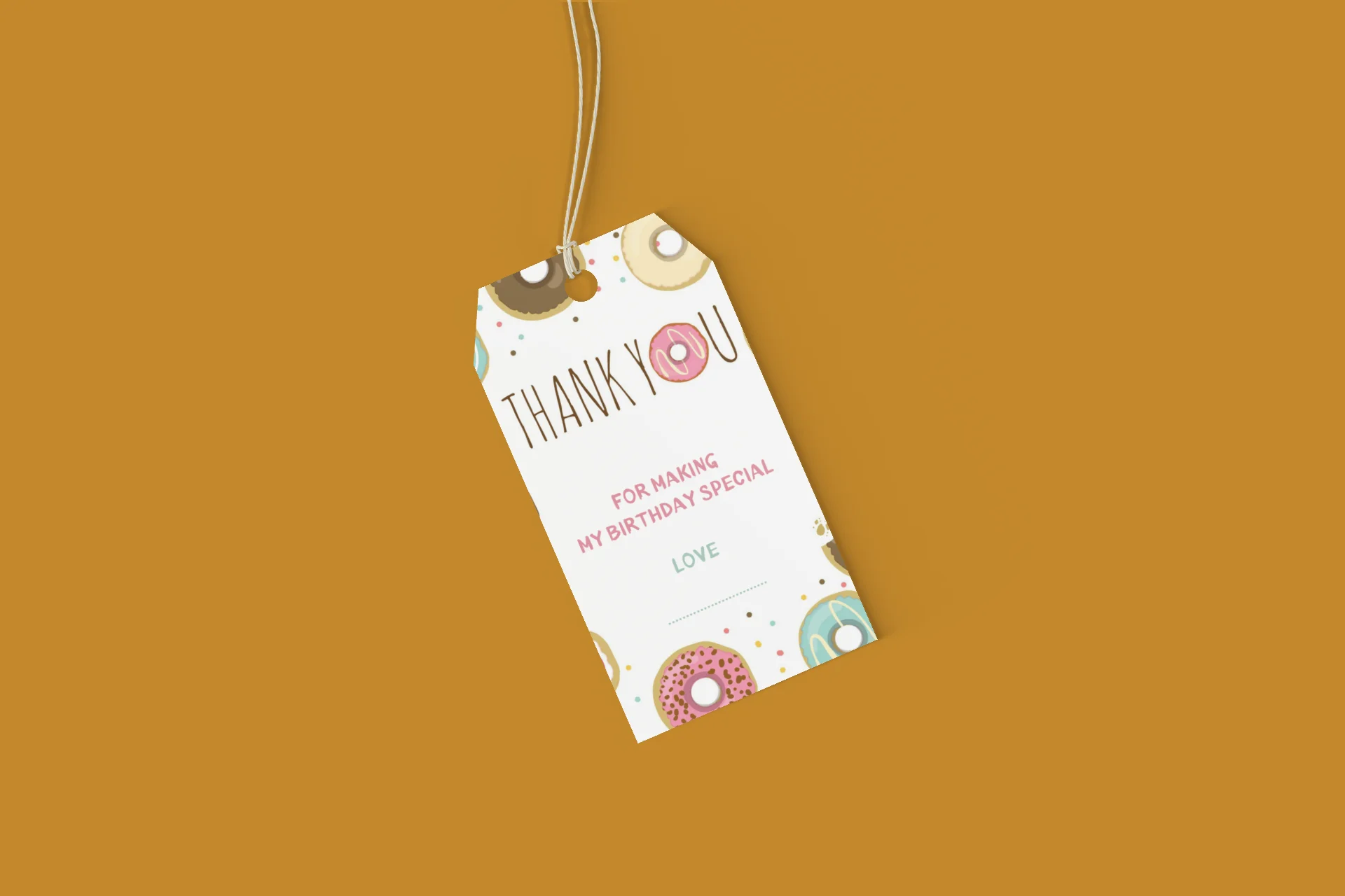 Doughnut Theme Birthday Favour Tags (2 x 3.5 inches/250 GSM Cardstock/Multicolour/30Pcs) - Premium Handcrafted 300 GSM Thank You Cards by Party Decor Mall India - View 5