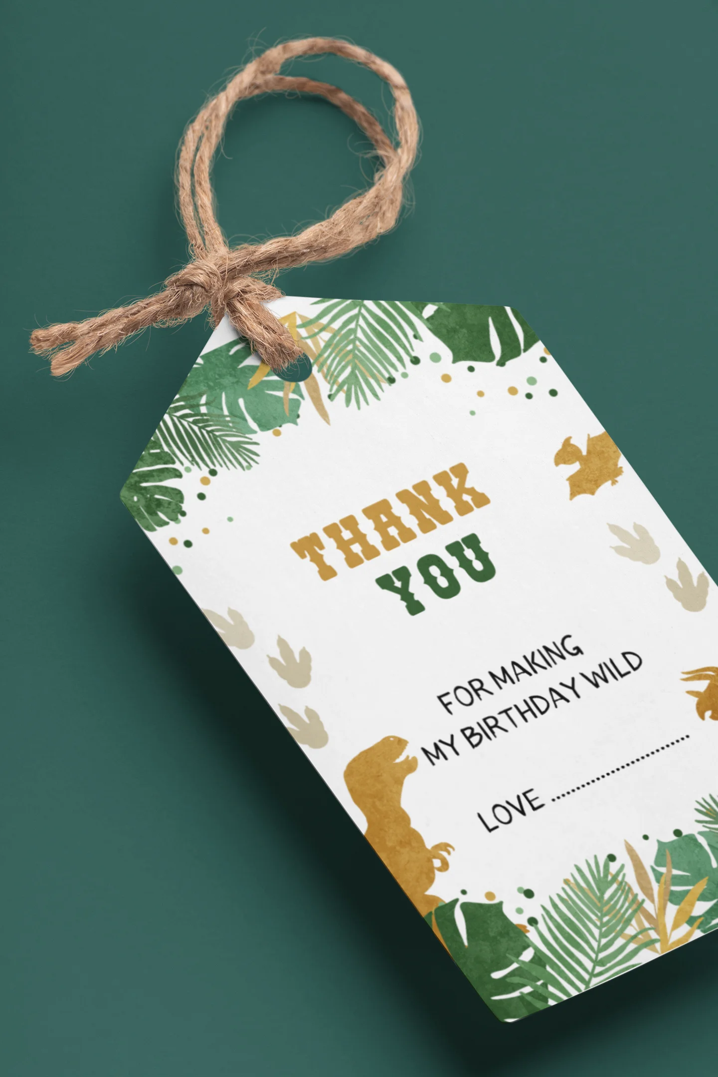 Dinosaur Theme Birthday Favour Tags (2 x 3.5 inches/250 GSM Cardstock/Multicolour/30Pcs)