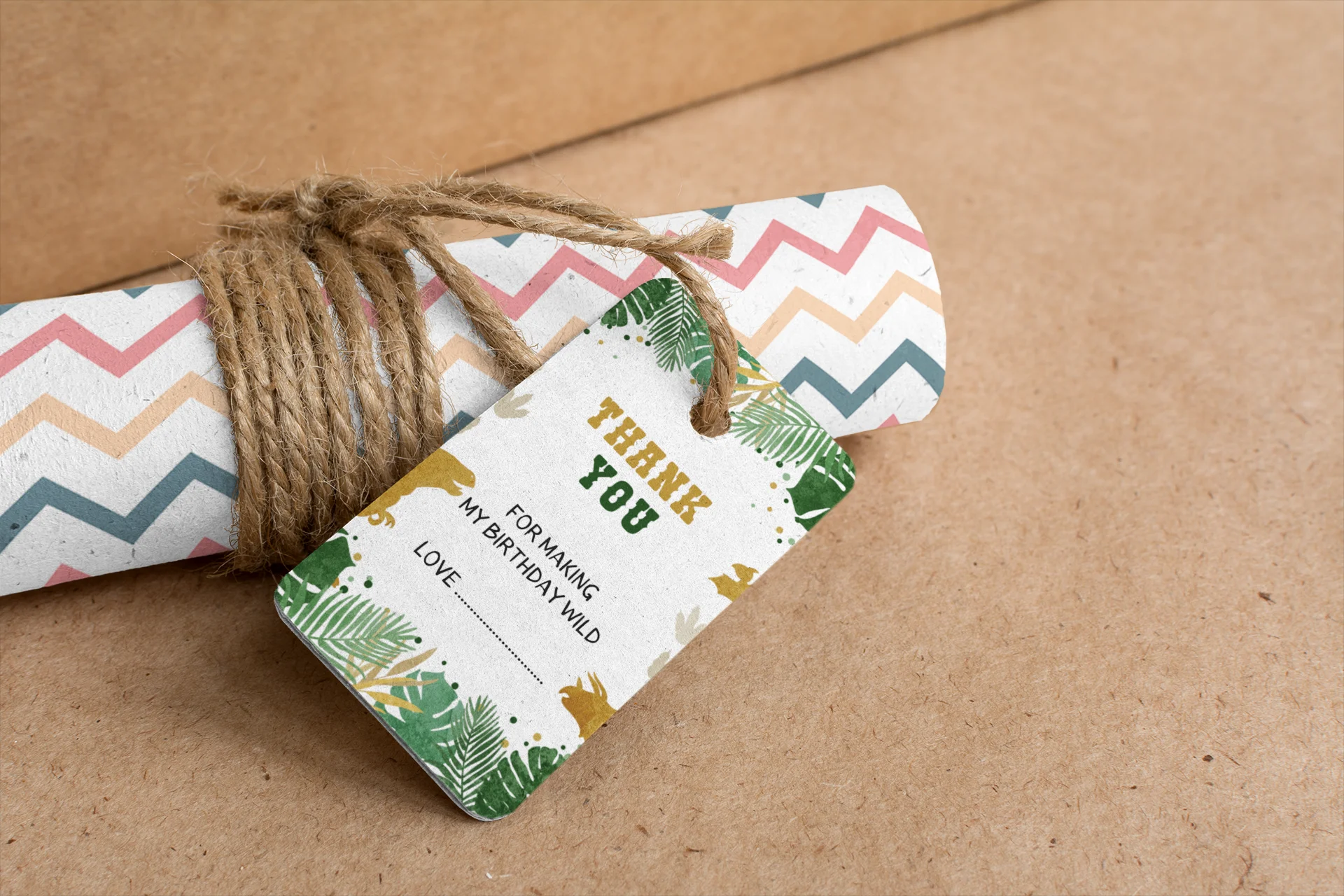 Dinosaur Theme Birthday Favour Tags (2 x 3.5 inches/250 GSM Cardstock/Multicolour/30Pcs) - Premium Handcrafted 300 GSM Thank You Cards by Party Decor Mall India - View 7