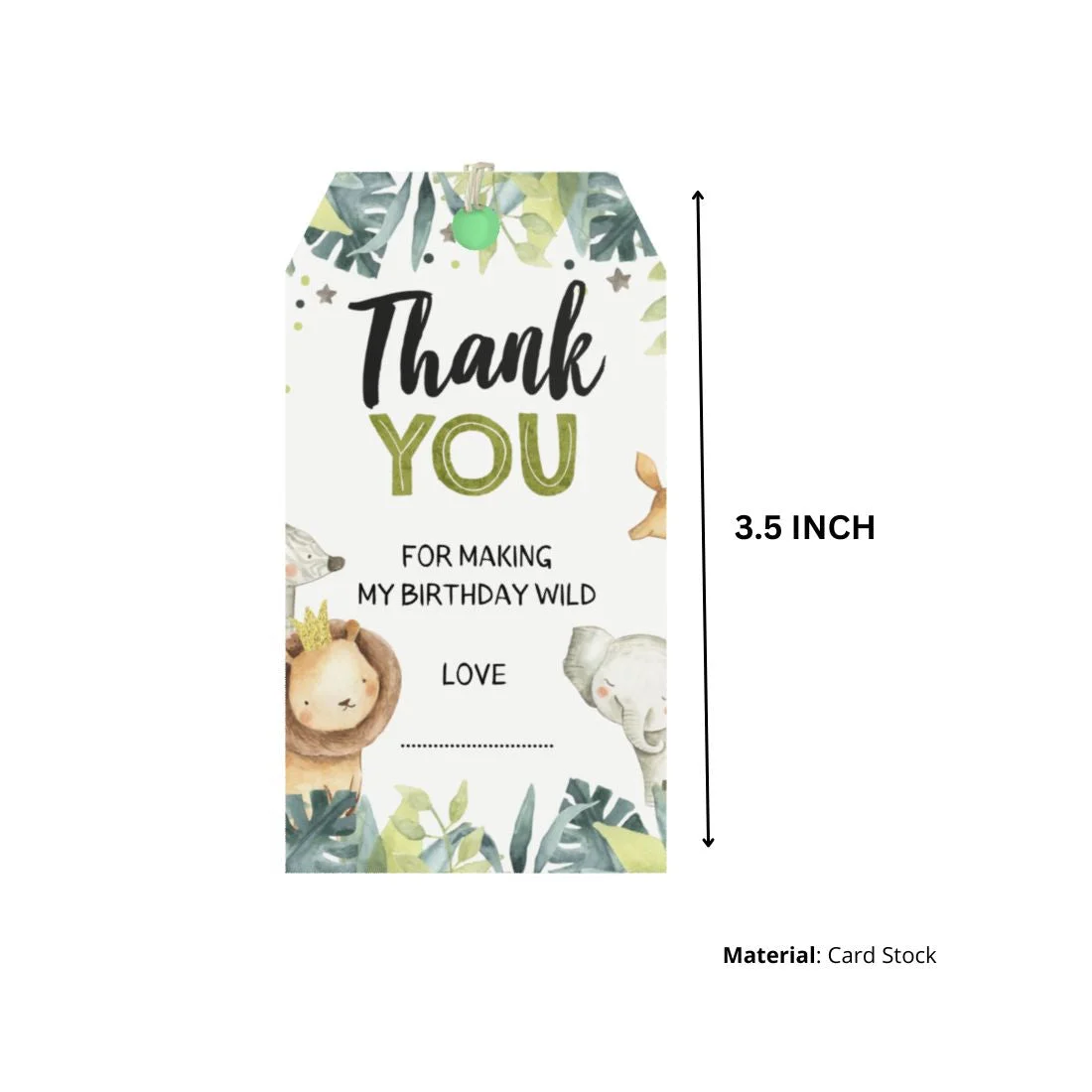 Jungle Theme Birthday Favour Tags - model 1 (2 x 3.5 inches/250 GSM Cardstock/Multicolour/30Pcs) - Premium Handcrafted 300 GSM Thank You Cards by Party Decor Mall India - View 2