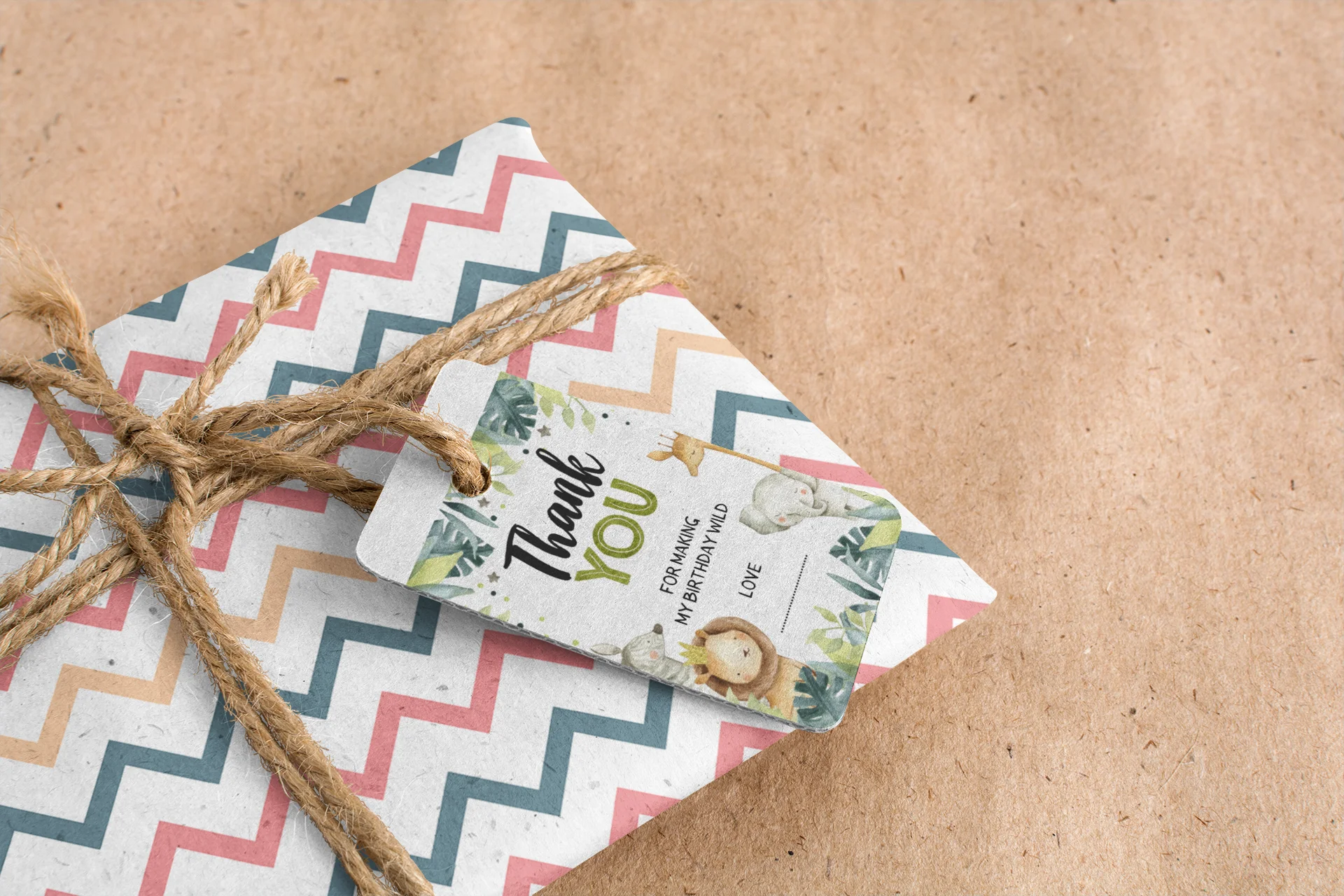 Jungle Theme Birthday Favour Tags - model 1 (2 x 3.5 inches/250 GSM Cardstock/Multicolour/30Pcs) - Premium Handcrafted 300 GSM Thank You Cards by Party Decor Mall India - View 5