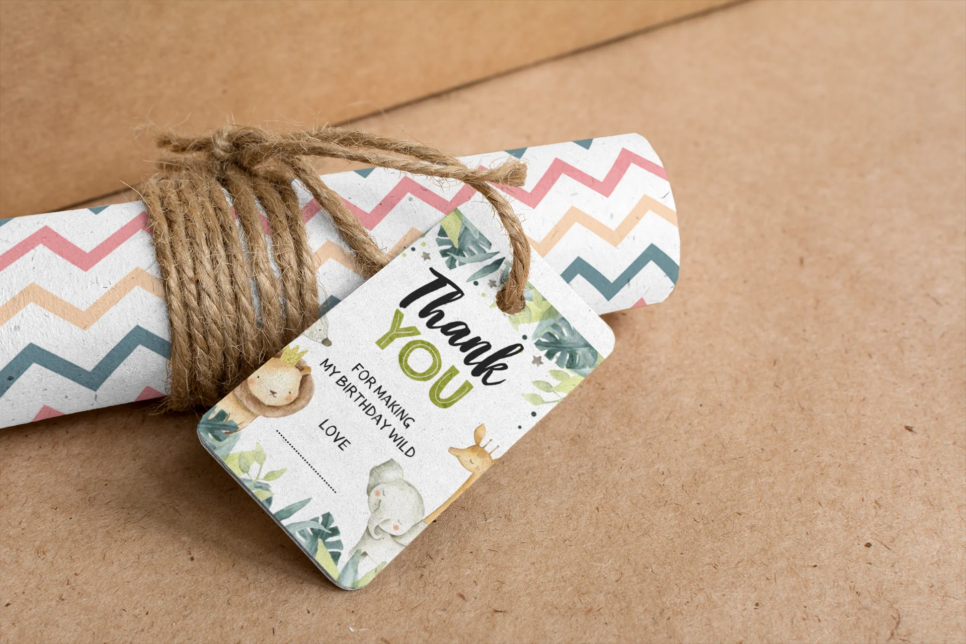 Jungle Theme Birthday Favour Tags - model 1 (2 x 3.5 inches/250 GSM Cardstock/Multicolour/30Pcs) - Premium Handcrafted 300 GSM Thank You Cards by Party Decor Mall India - View 8