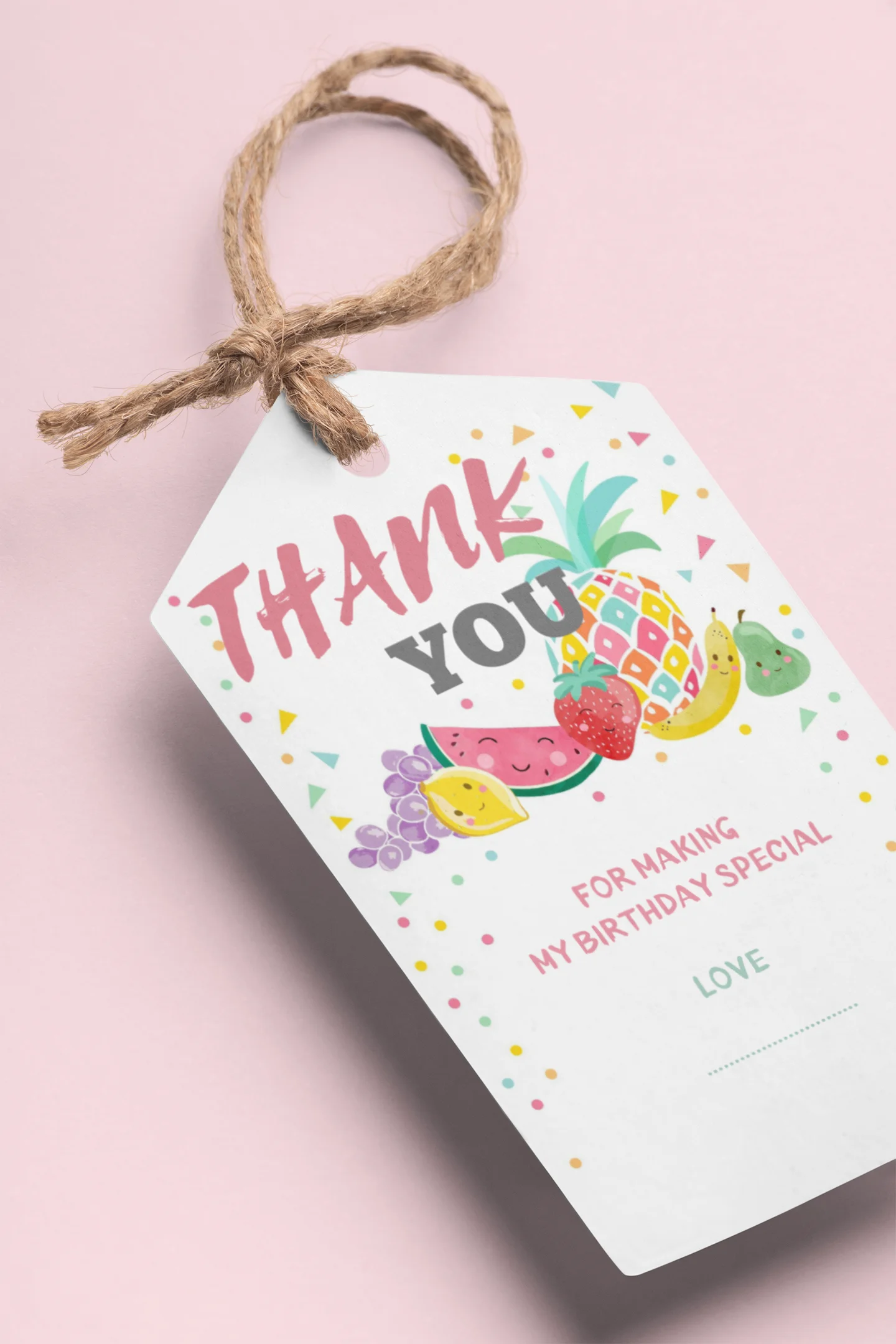 Fruits Theme Birthday Favour Tags (2 x 3.5 inches/250 GSM Cardstock/Multicolour/30Pcs)