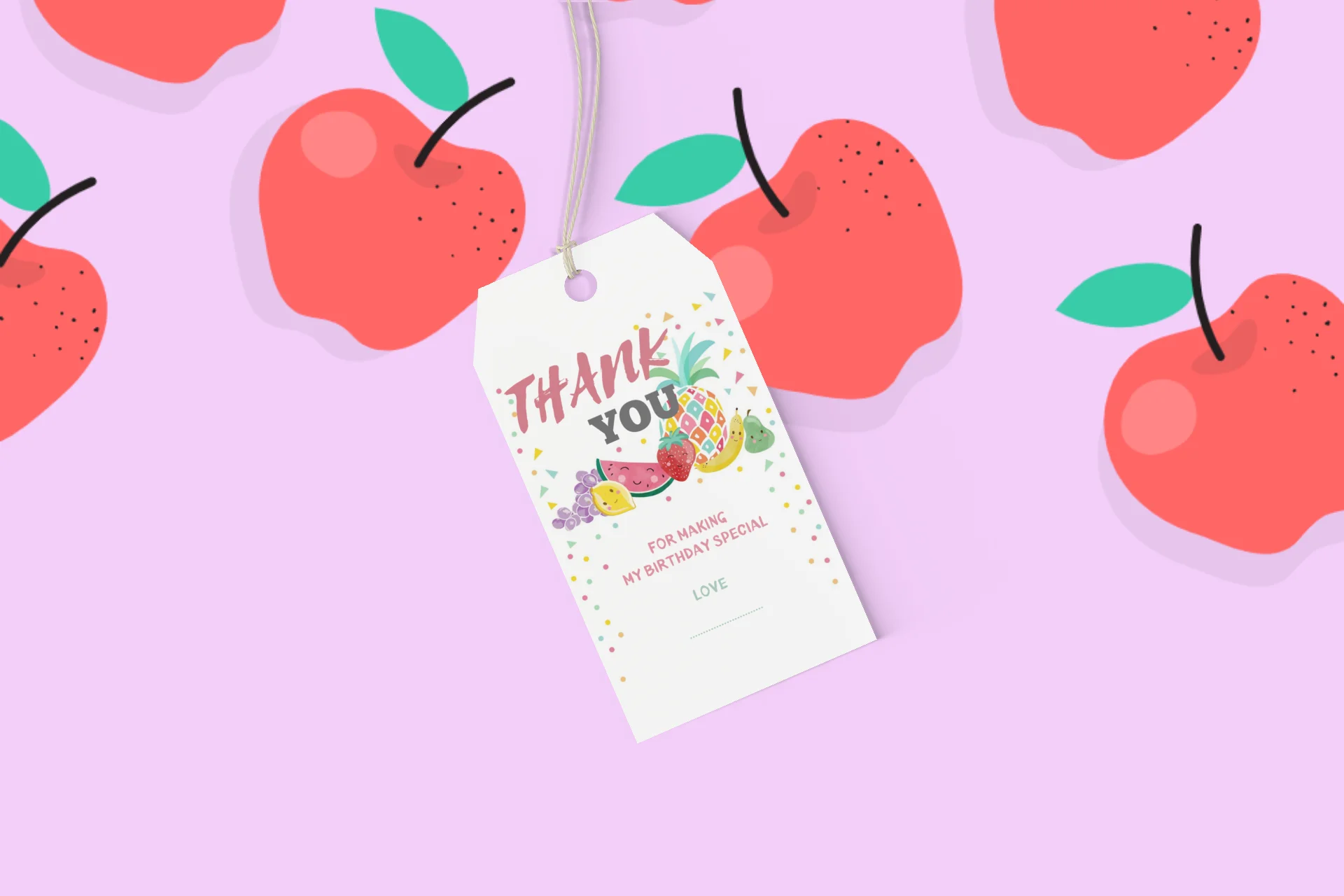 Fruits Theme Birthday Favour Tags (2 x 3.5 inches/250 GSM Cardstock/Multicolour/30Pcs) - Premium Handcrafted 300 GSM Thank You Cards by Party Decor Mall India - View 6