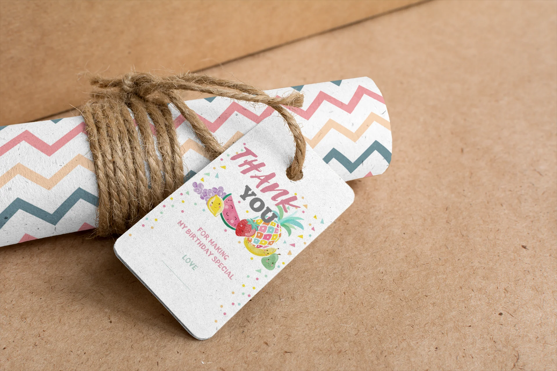 Fruits Theme Birthday Favour Tags (2 x 3.5 inches/250 GSM Cardstock/Multicolour/30Pcs) - Premium Handcrafted 300 GSM Thank You Cards by Party Decor Mall India - View 7