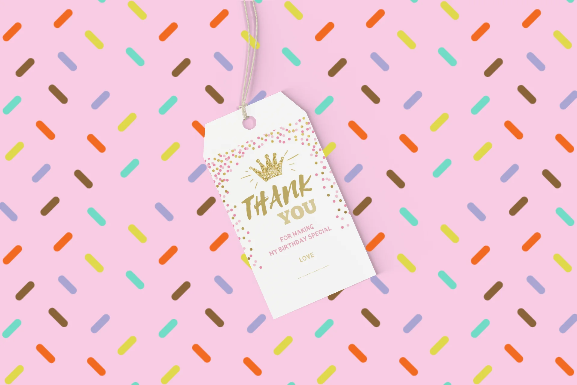 Crown Theme Birthday Favour Tags (2 x 3.5 inches/250 GSM Cardstock/Multicolour/30Pcs) - Premium Handcrafted 300 GSM Thank You Cards by Party Decor Mall India - View 6