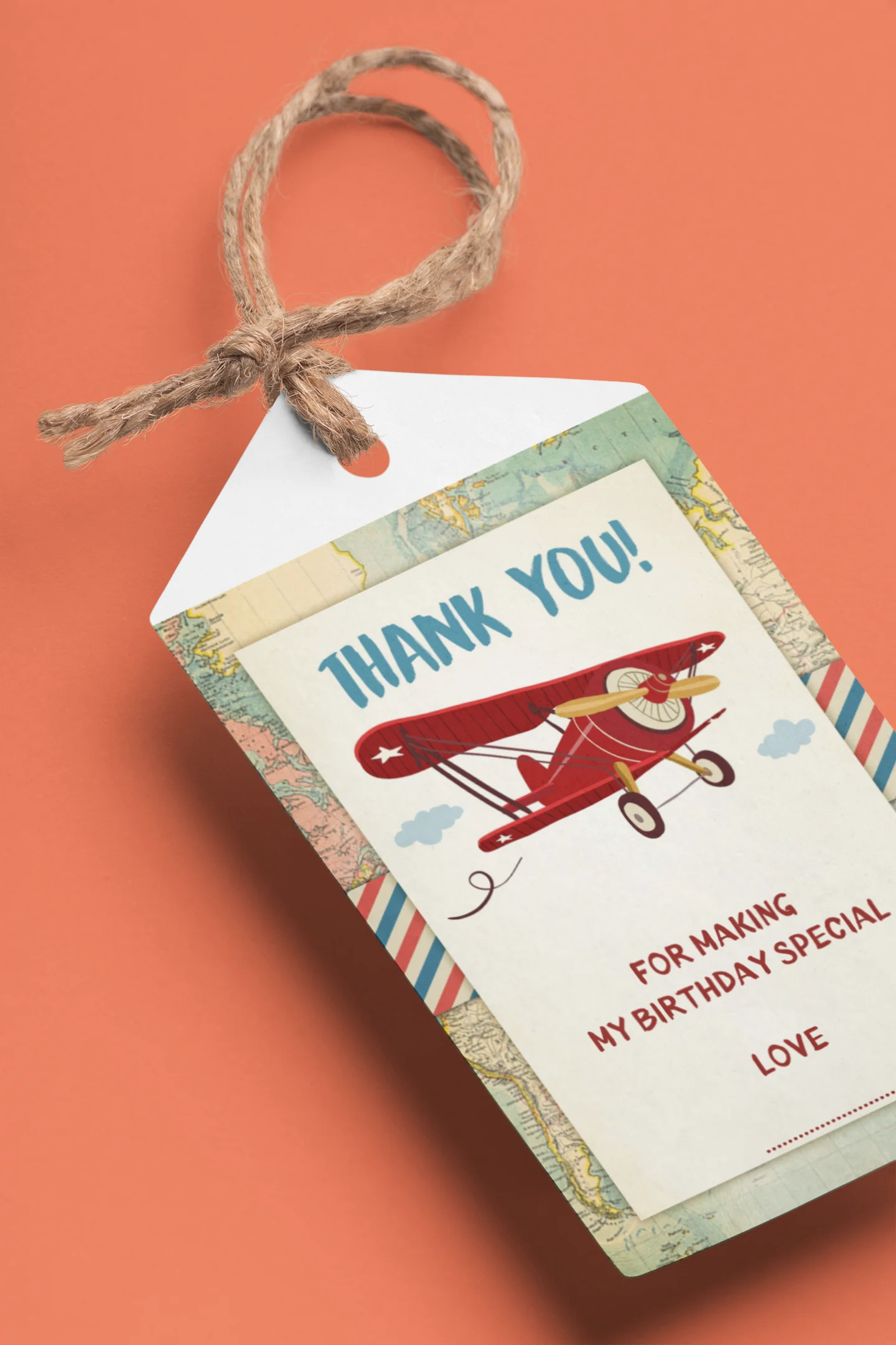 Aeroplane Theme Birthday Favour Tags (2 x 3.5 inches/250 GSM Cardstock/Multicolour/30Pcs)