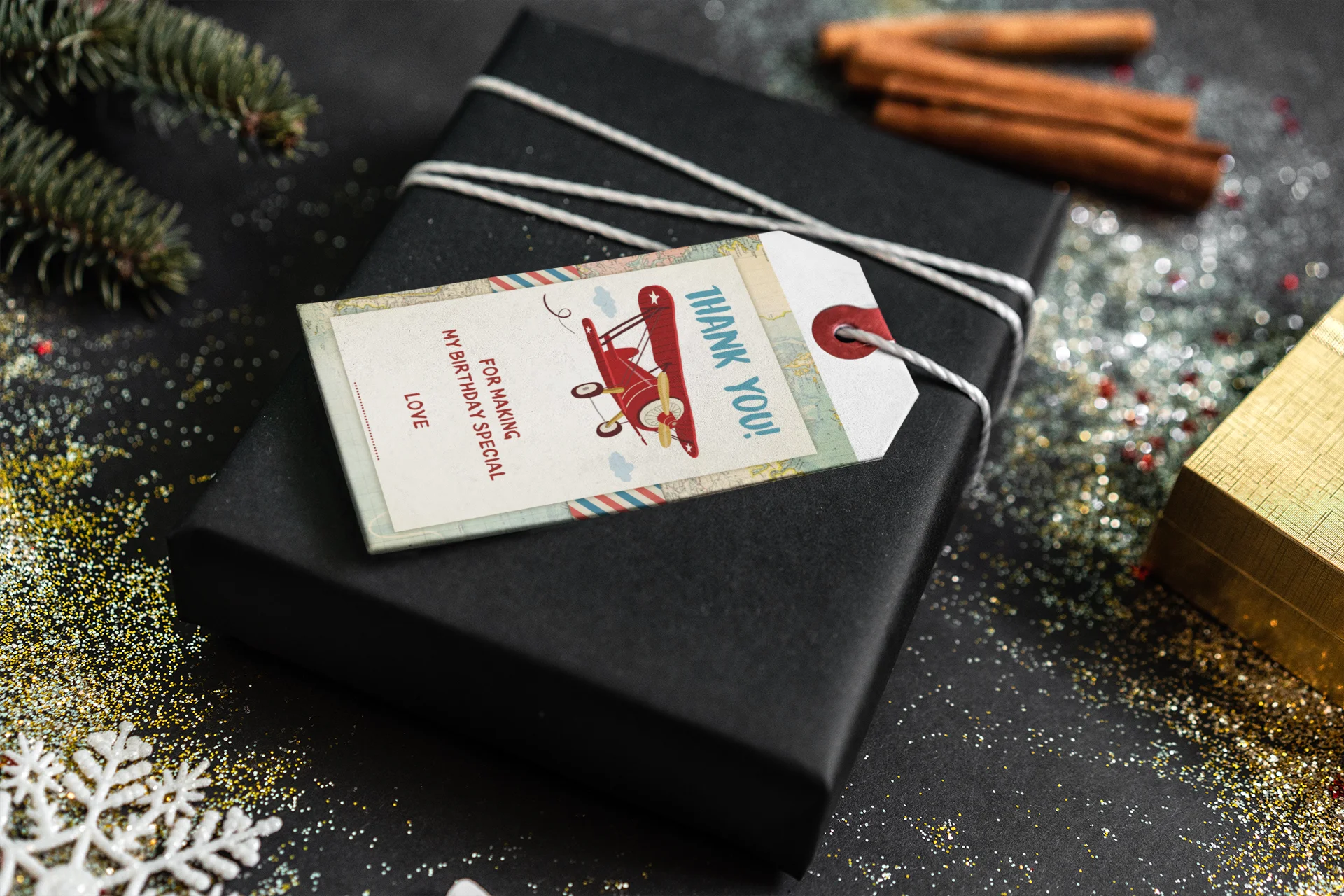 Aeroplane Theme Birthday Favour Tags (2 x 3.5 inches/250 GSM Cardstock/Multicolour/30Pcs) - Premium Handcrafted 300 GSM Thank You Cards by Party Decor Mall India - View 4
