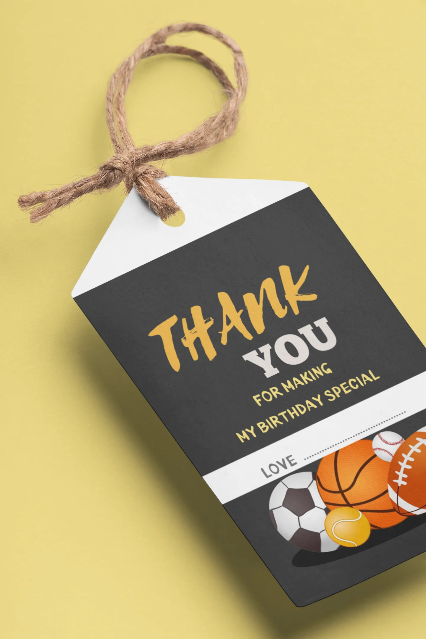 Sports Theme Birthday Favour Tags (2 x 3.5 inches/250 GSM Cardstock/Multicolour/30Pcs)