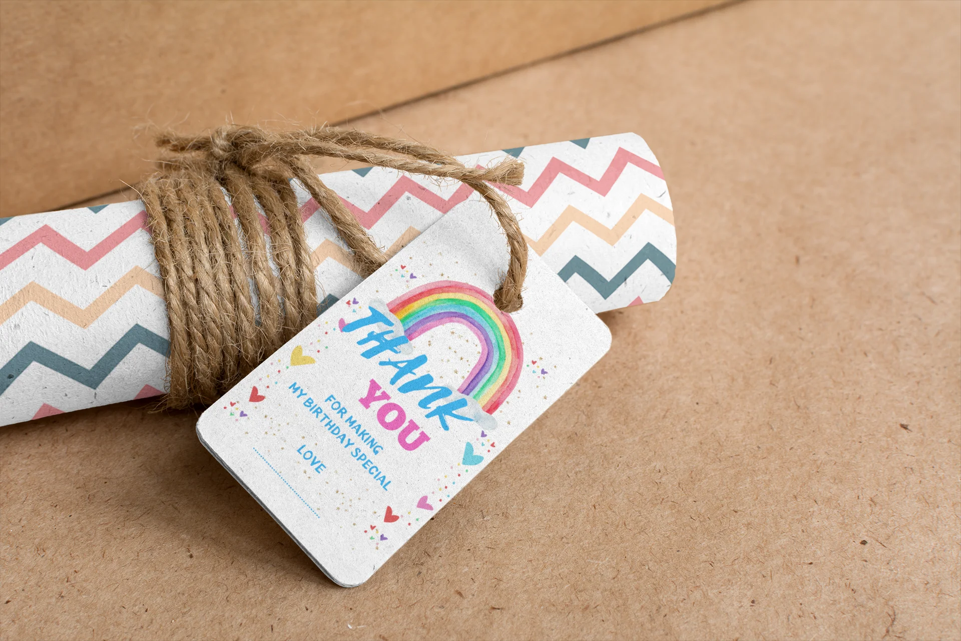 Rainbow Theme Birthday Favour Tags (2 x 3.5 inches/250 GSM Cardstock/Multicolour/30Pcs) - Premium Handcrafted 300 GSM Thank You Cards by Party Decor Mall India - View 4