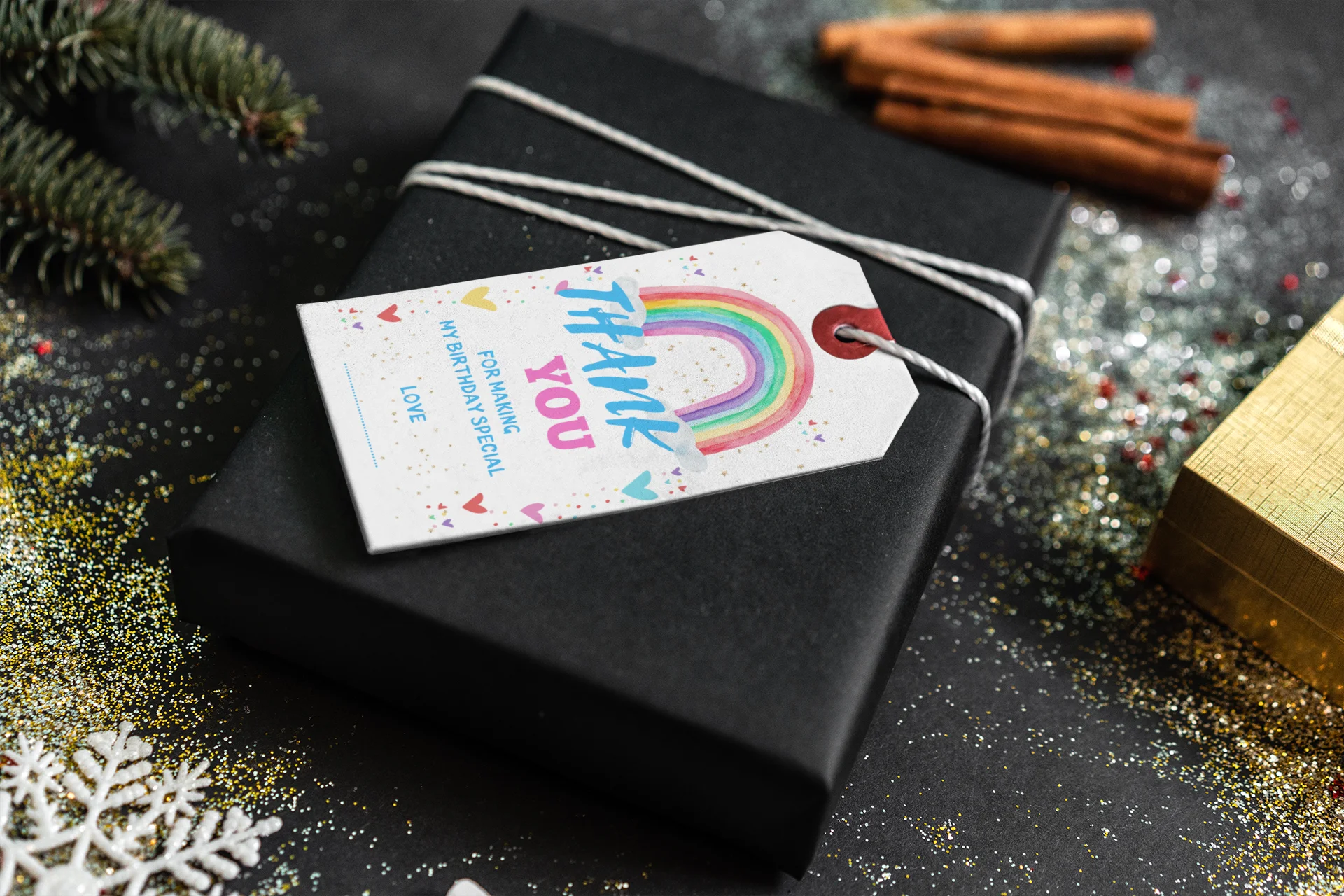 Rainbow Theme Birthday Favour Tags (2 x 3.5 inches/250 GSM Cardstock/Multicolour/30Pcs) - Premium Handcrafted 300 GSM Thank You Cards by Party Decor Mall India - View 6
