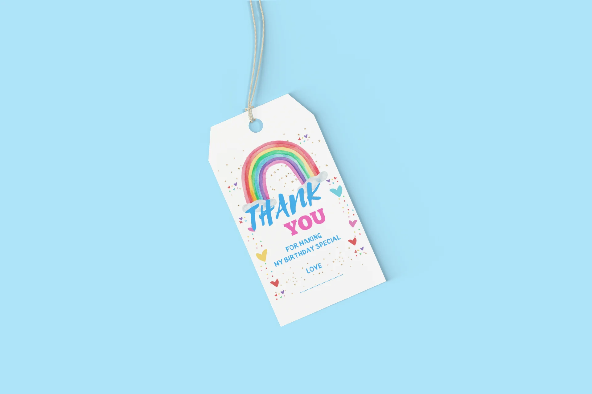 Rainbow Theme Birthday Favour Tags (2 x 3.5 inches/250 GSM Cardstock/Multicolour/30Pcs) - Premium Handcrafted 300 GSM Thank You Cards by Party Decor Mall India - View 8