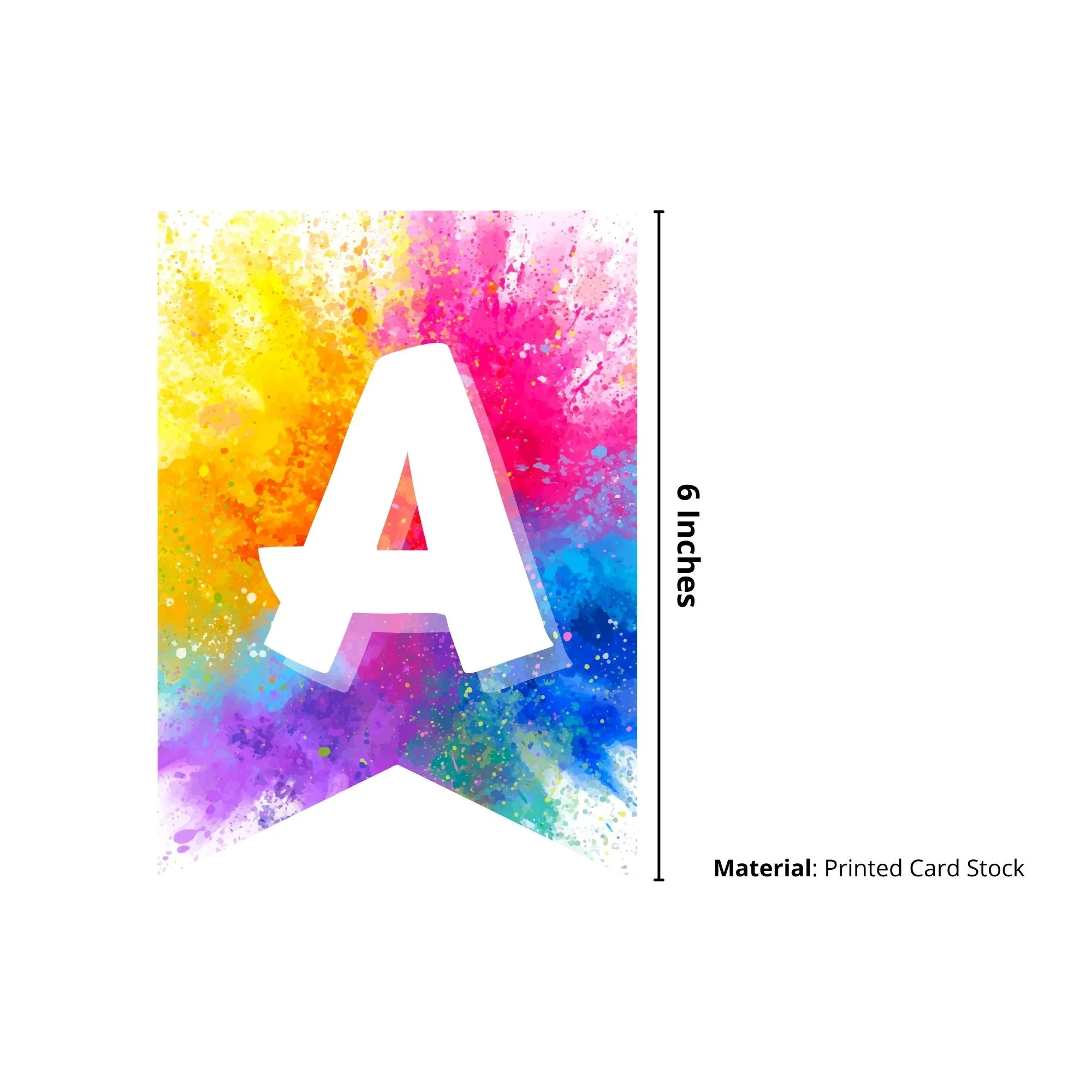 Happy Holi Banner (6 Inches/250 GSM Cardstock/Multicolour/13Pcs) - Premium Handcrafted 300 GSM Party Supply by Party Decor Mall India - View 2