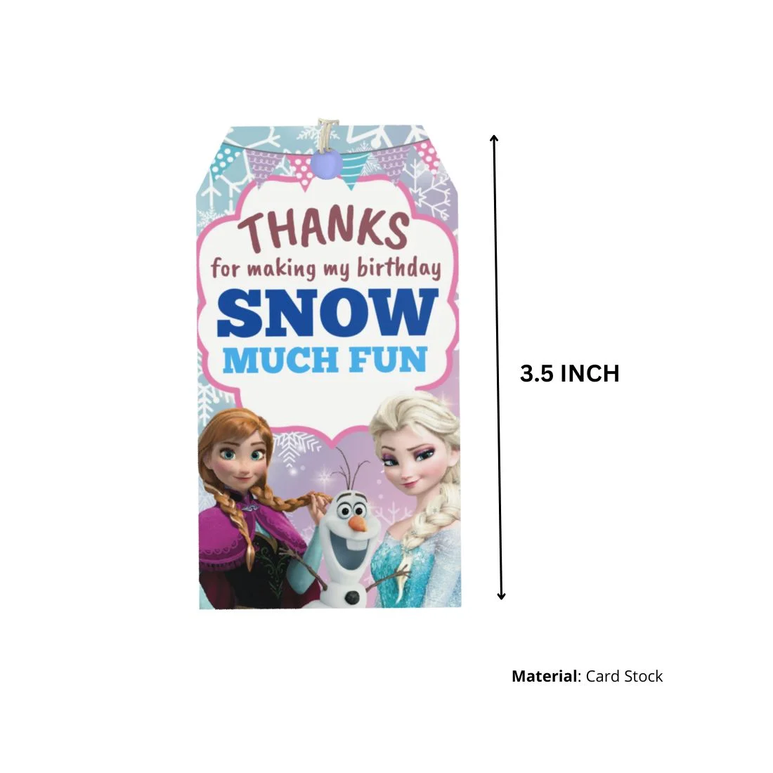 Frozen Theme Birthday Favour Tags (2 x 3.5 inches/250 GSM Cardstock/Multicolour/30Pcs) - Premium Handcrafted 300 GSM Thank You Cards by Party Decor Mall India - View 2
