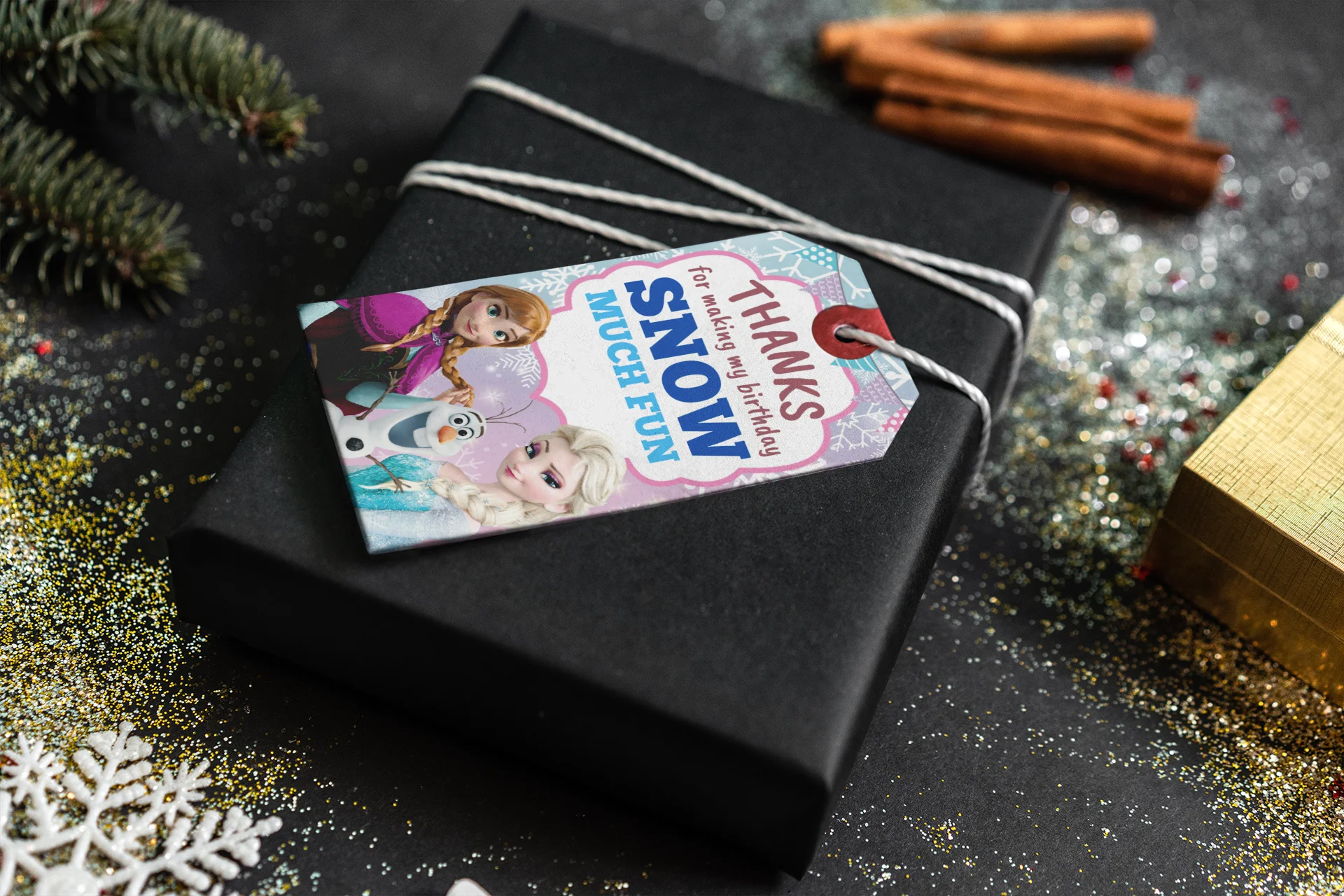 Frozen Theme Birthday Favour Tags (2 x 3.5 inches/250 GSM Cardstock/Multicolour/30Pcs) - Premium Handcrafted 300 GSM Thank You Cards by Party Decor Mall India - View 4