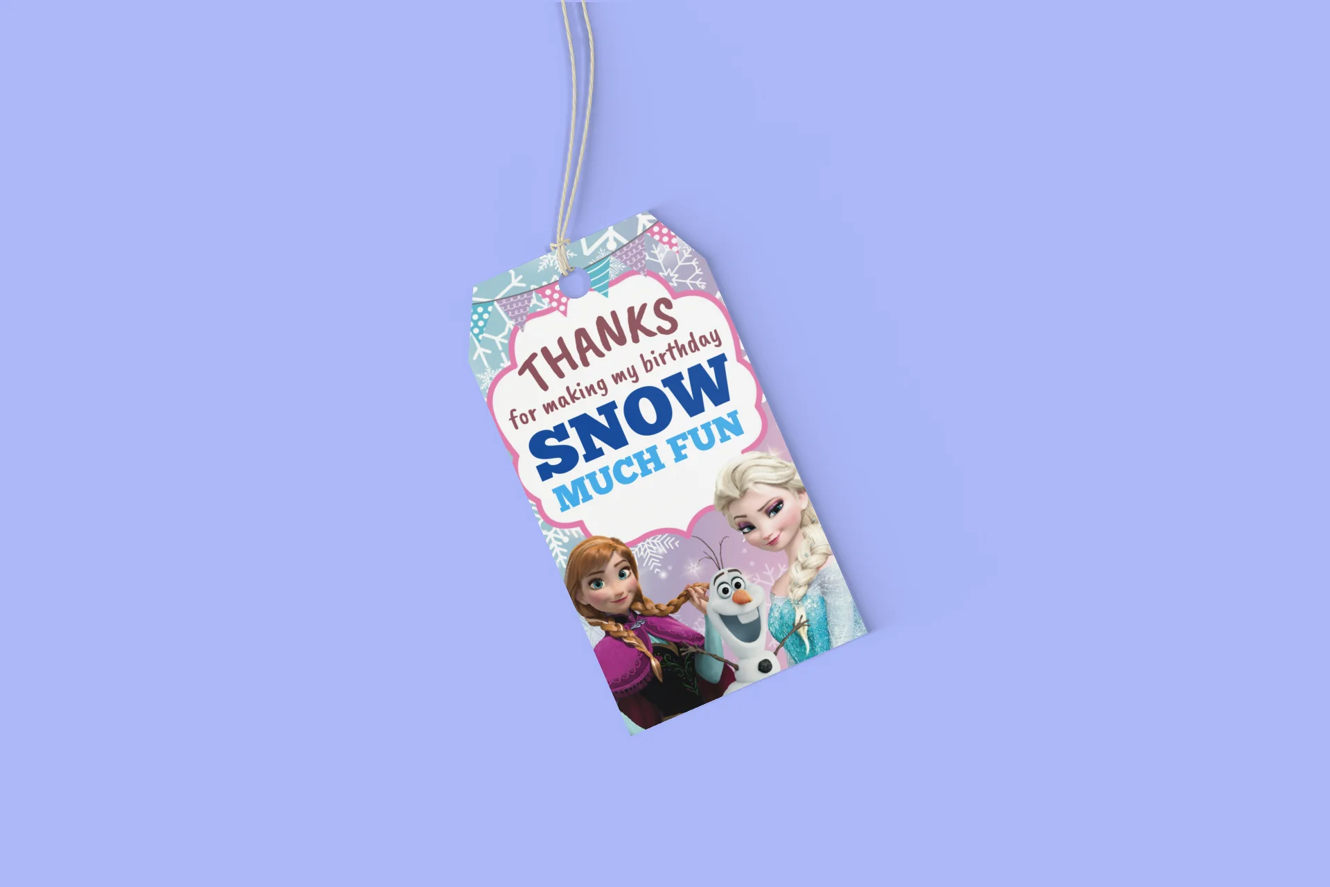 Frozen Theme Birthday Favour Tags (2 x 3.5 inches/250 GSM Cardstock/Multicolour/30Pcs) - Premium Handcrafted 300 GSM Thank You Cards by Party Decor Mall India - View 6