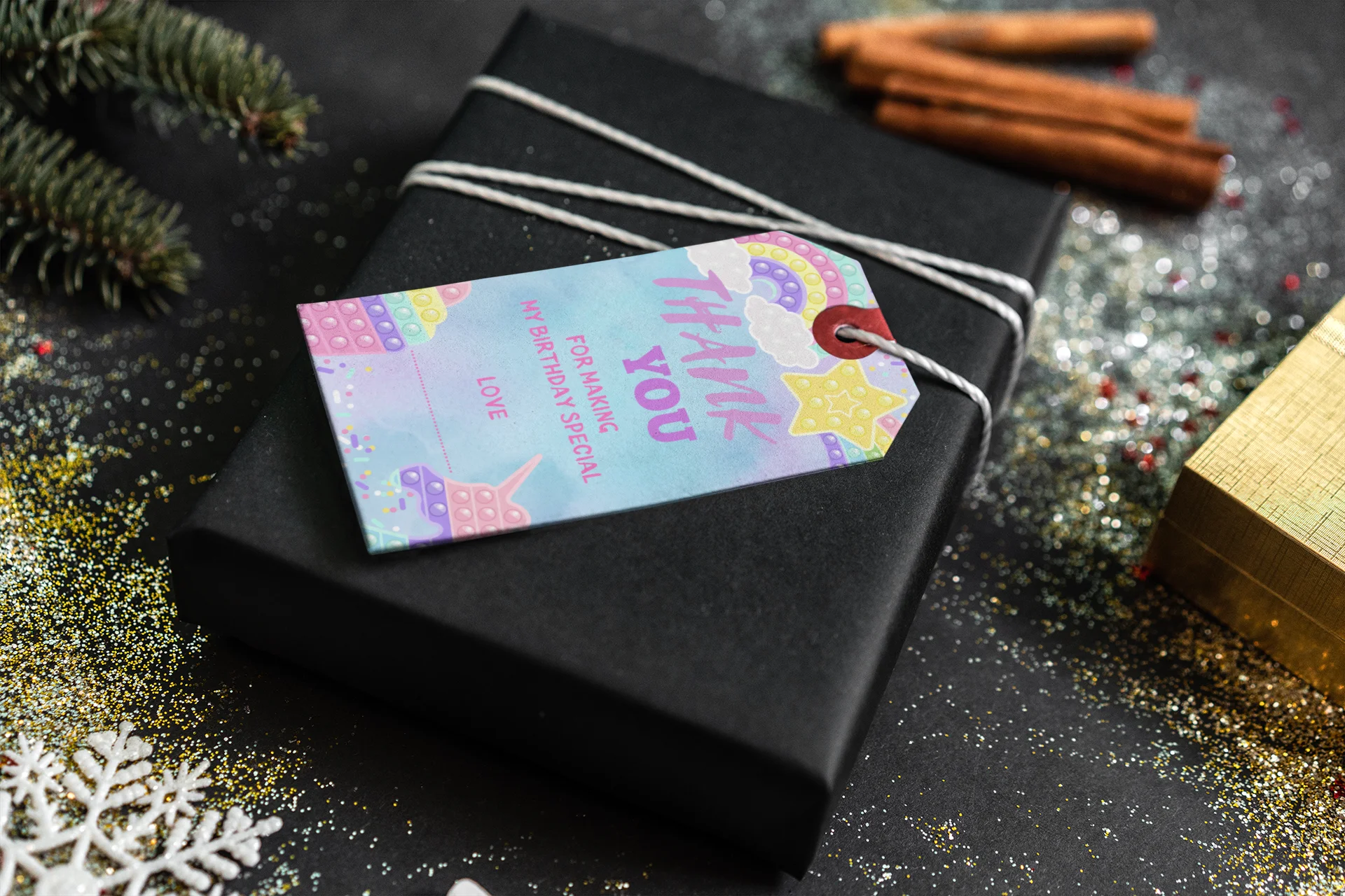 Pop It Theme Birthday Favour Tags (2 x 3.5 inches/250 GSM Cardstock/Multicolour/30Pcs) - Premium Handcrafted 300 GSM Thank You Cards by Party Decor Mall India - View 4