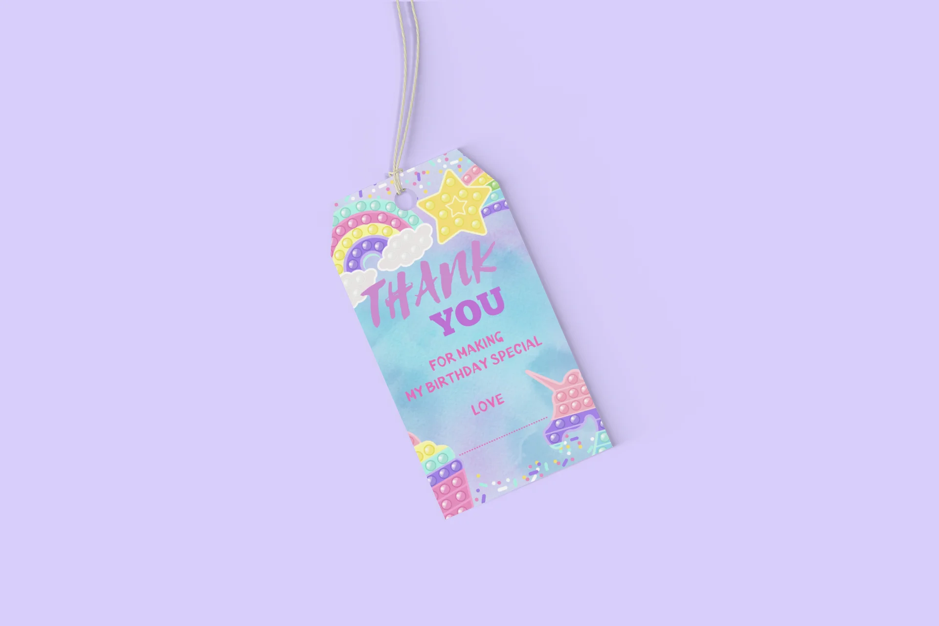 Pop It Theme Birthday Favour Tags (2 x 3.5 inches/250 GSM Cardstock/Multicolour/30Pcs) - Premium Handcrafted 300 GSM Thank You Cards by Party Decor Mall India - View 6