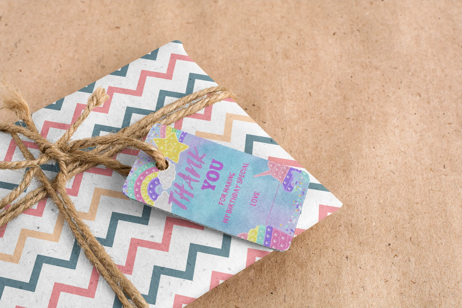 Pop It Theme Birthday Favour Tags (2 x 3.5 inches/250 GSM Cardstock/Multicolour/30Pcs) - Premium Handcrafted 300 GSM Thank You Cards by Party Decor Mall India - View 8