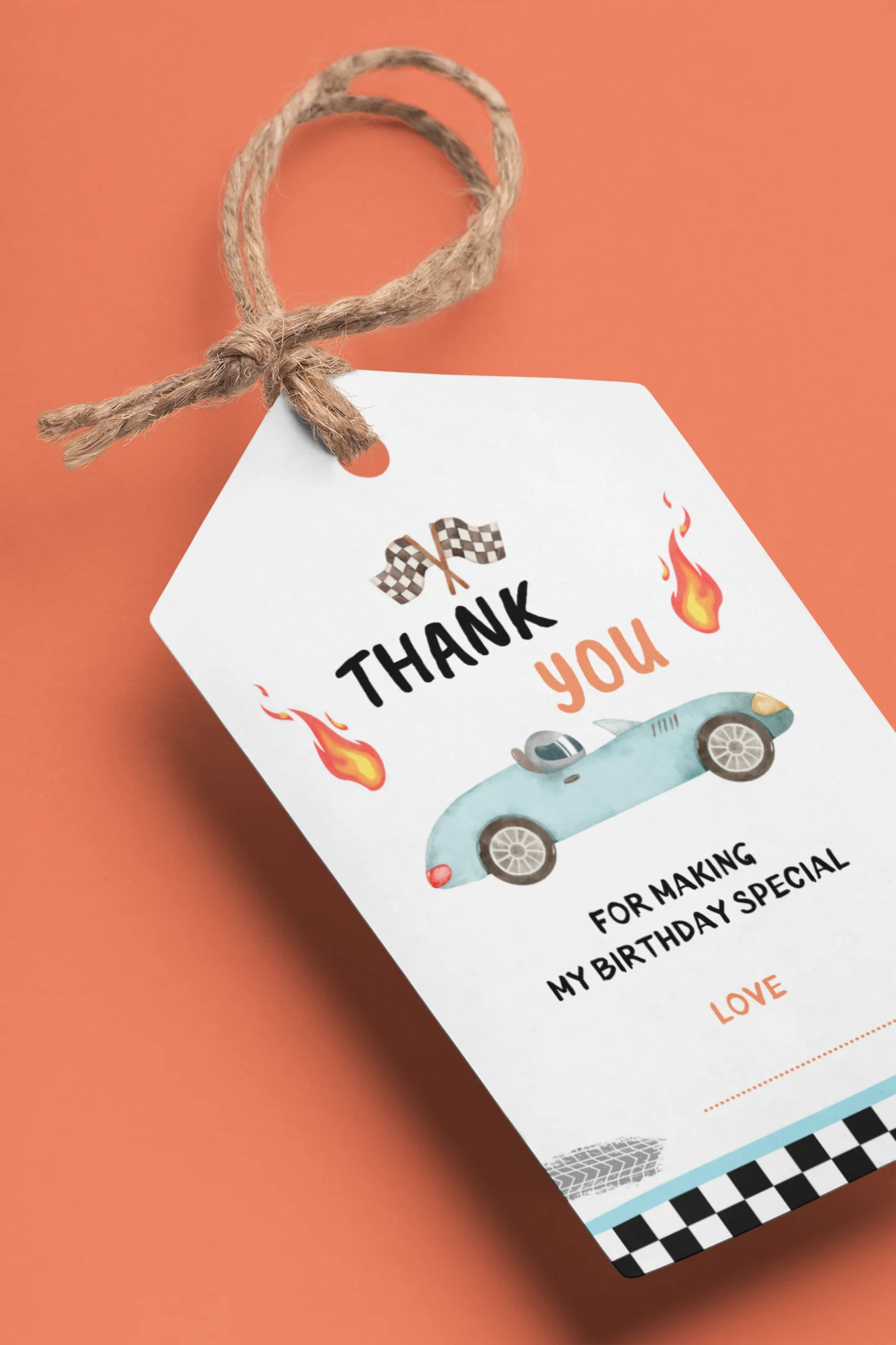 Car Theme Birthday Favour Tags (2 x 3.5 inches/250 GSM Cardstock/Multicolour/30Pcs)