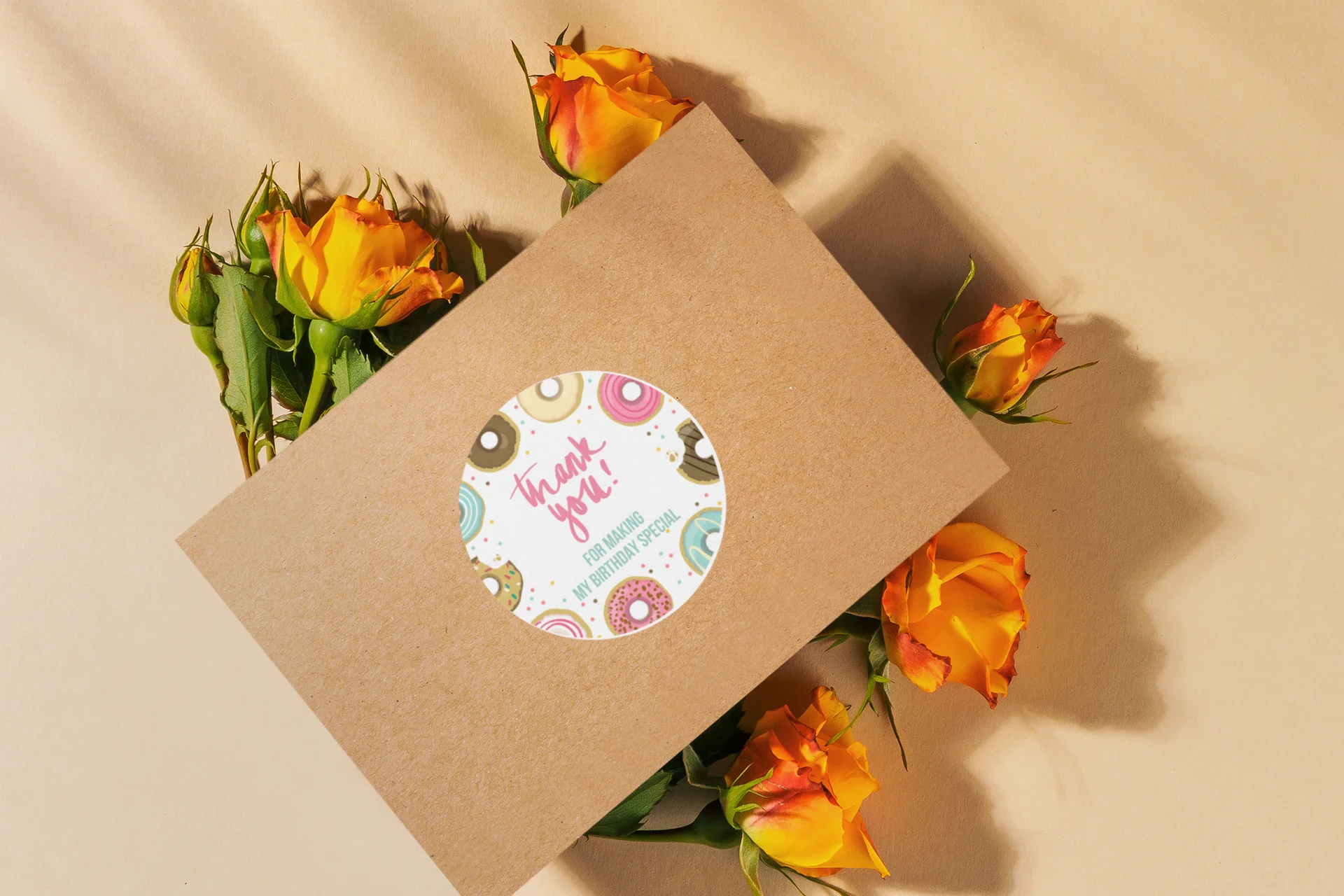 Doughnut Theme- Return Gift/birthday decor Thankyou Sticker (6 CM/Sticker/Mixcolour/24Pcs) - Premium Handcrafted 300 GSM Return Gift Label Stickers by Party Decor Mall India - View 6