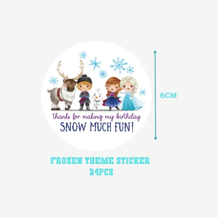 Frozen Theme- Return Gift/birthday decor Thankyou Sticker (6 CM/Sticker/Mixcolour/24Pcs) - Premium Handcrafted 300 GSM Return Gift Label Stickers by Party Decor Mall India - View 2