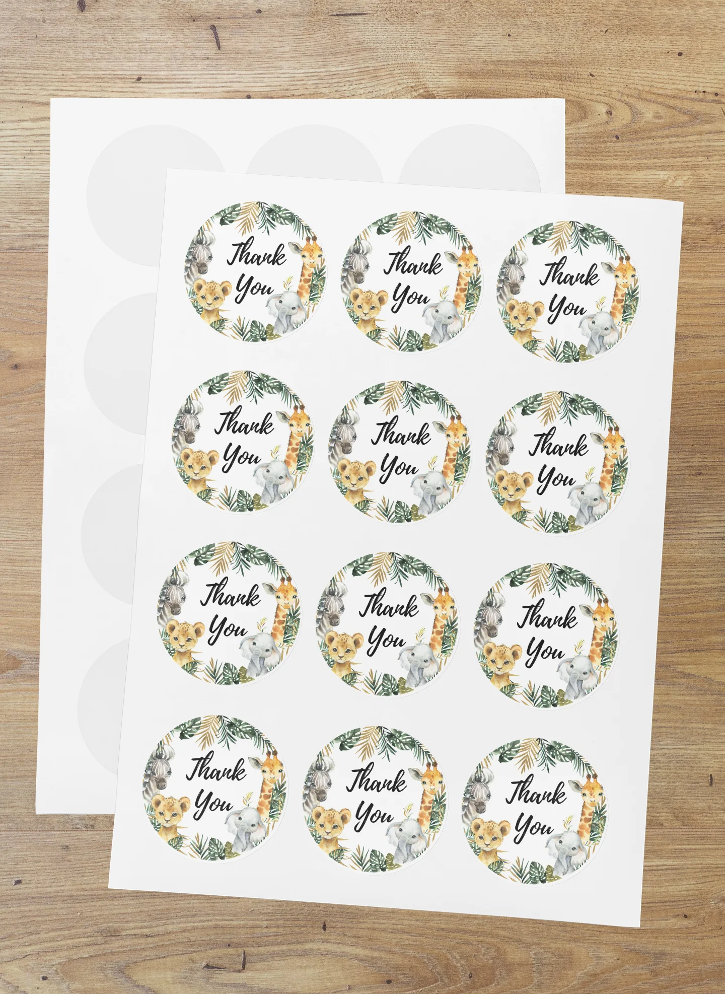 Jungle Theme- Return Gift/birthday decor Thankyou Sticker (6 CM/Sticker/Mixcolour/24Pcs)