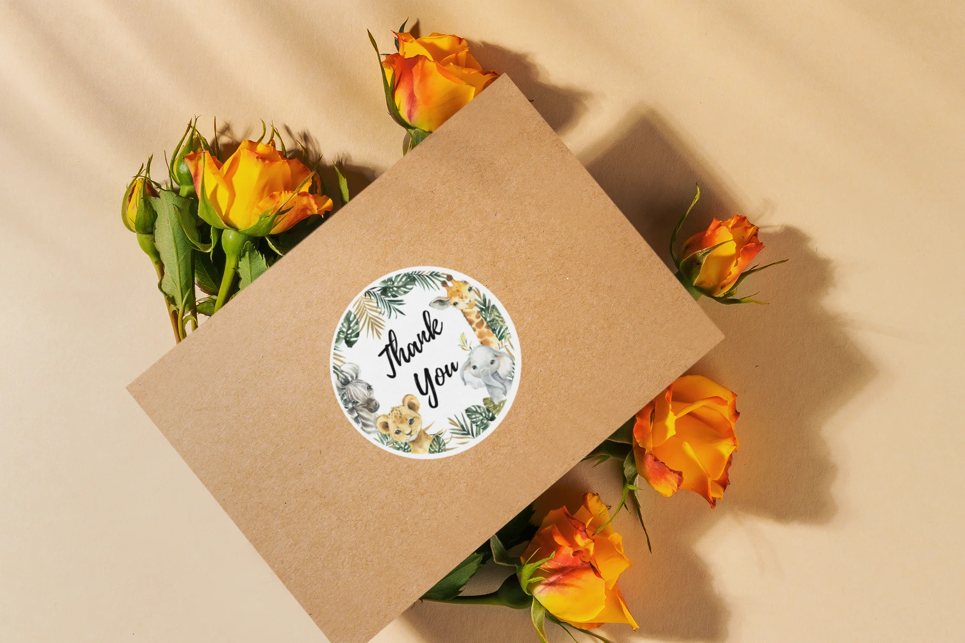 Jungle Theme- Return Gift/birthday decor Thankyou Sticker (6 CM/Sticker/Mixcolour/24Pcs) - Premium Handcrafted 300 GSM Return Gift Label Stickers by Party Decor Mall India - View 5